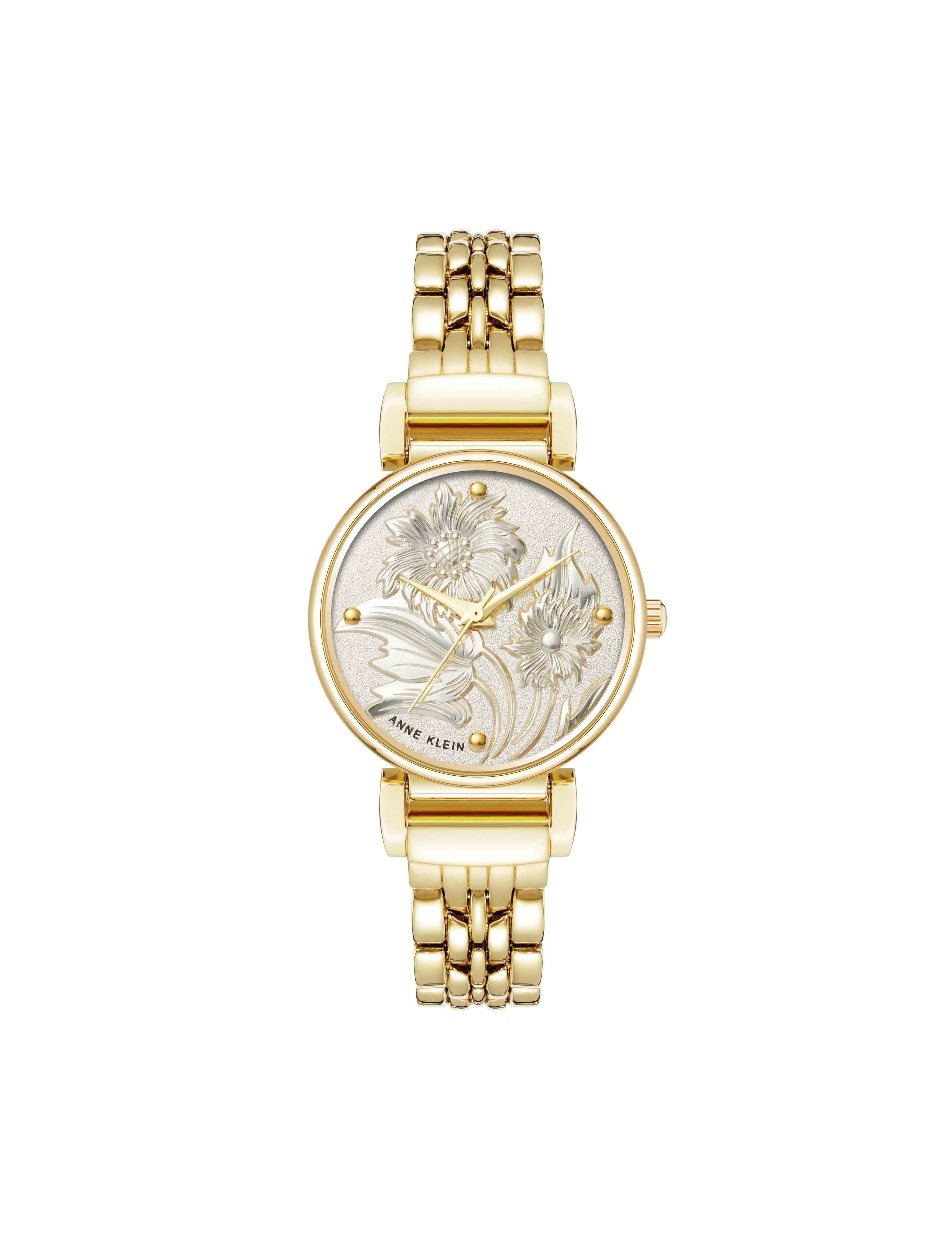 Embossed Floral Pattern Dial Watch sold by Anne Klein
