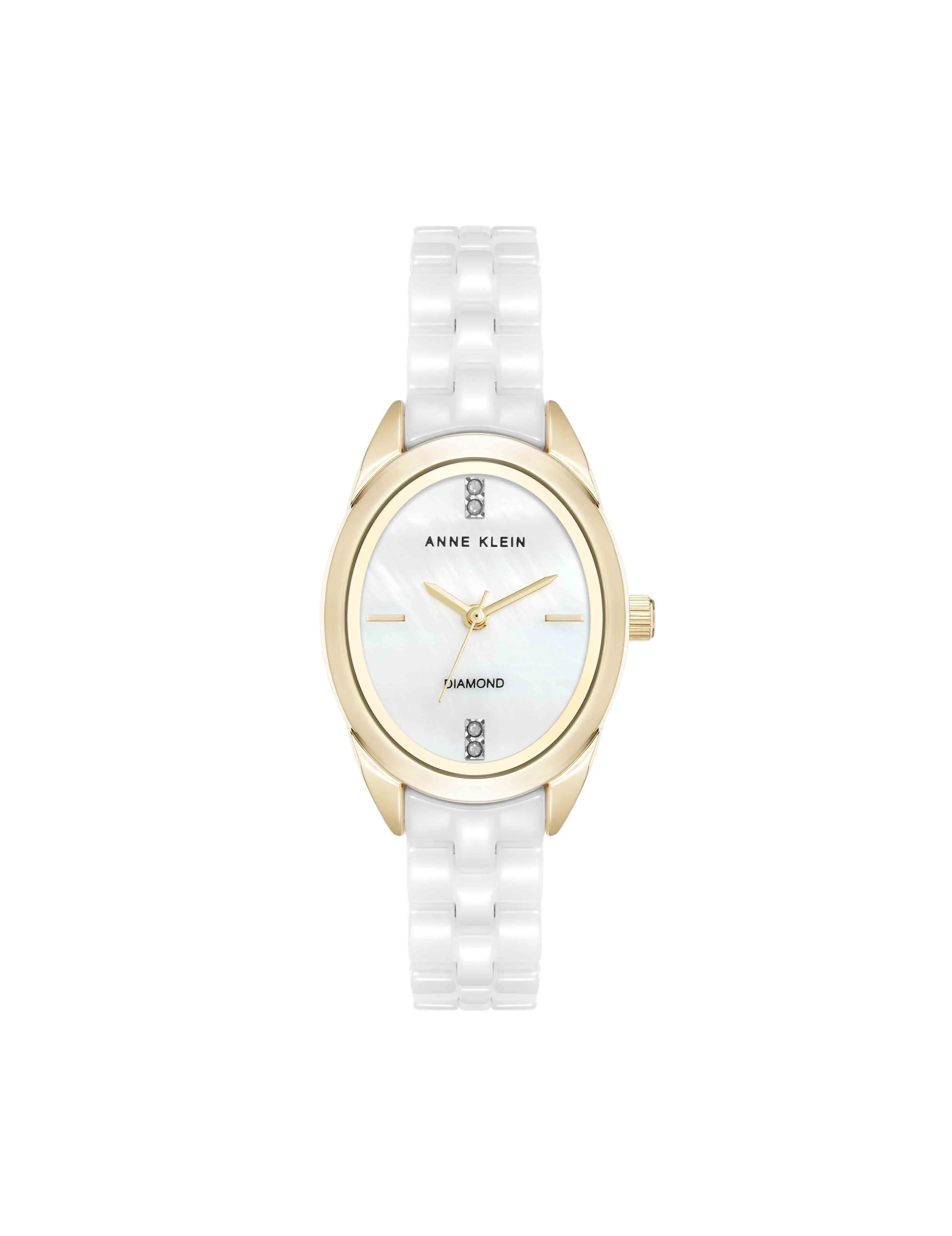Oval Ceramic Diamond Dial Bracelet Watch sold by Anne Klein