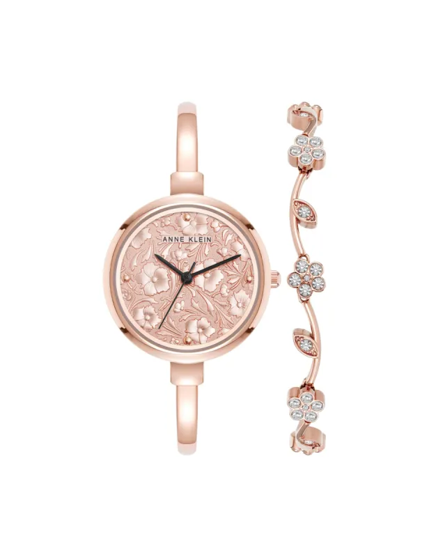 Floral Dial Bangle Watch Set sold by Anne Klein