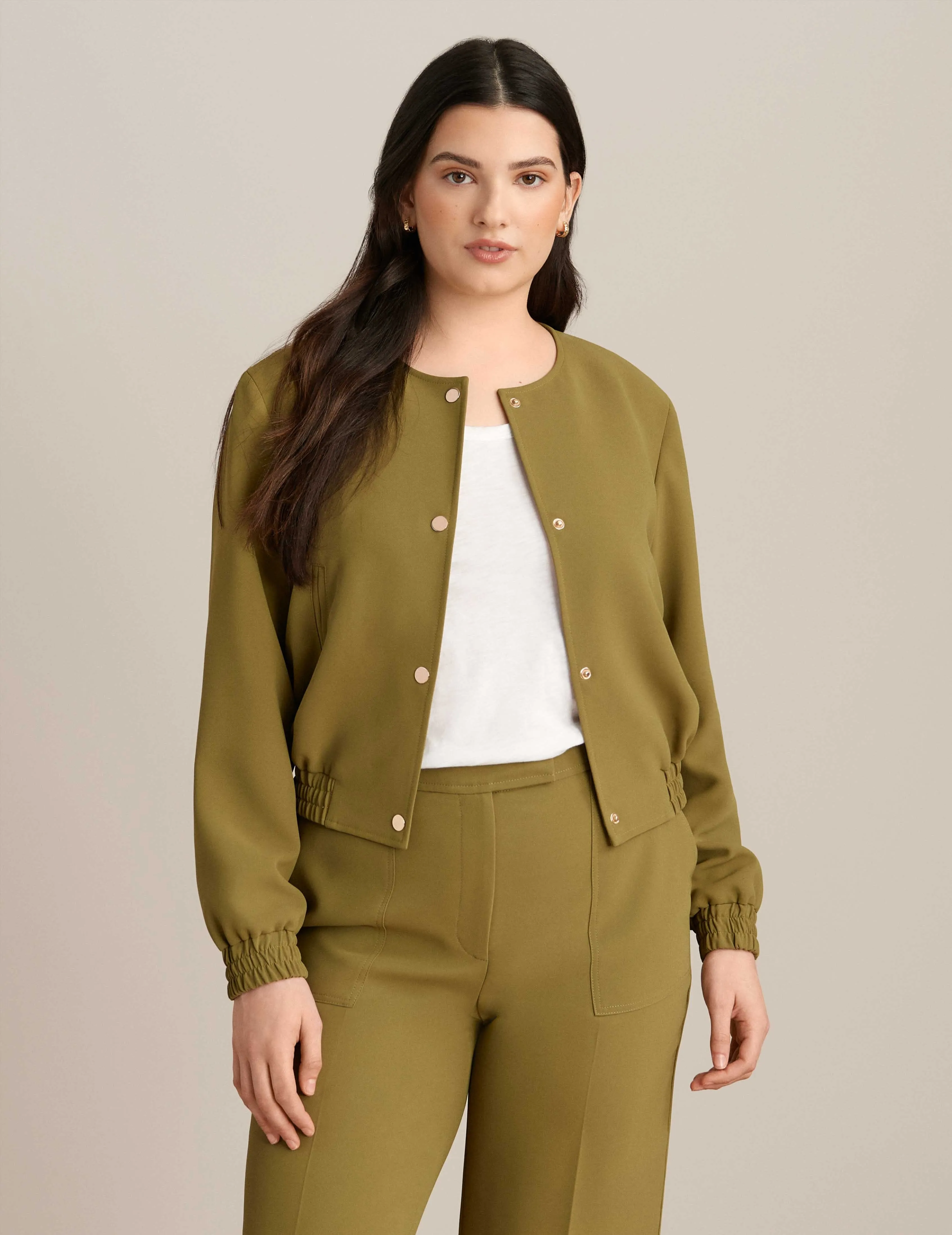 Collarless Bomber Jacket sold by Anne Klein product image thumbnail 2