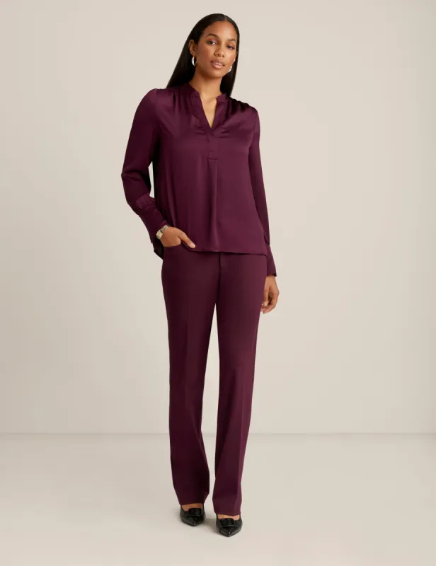 Long Sleeve V Neck Pleat Front Blouse - Sale sold by Anne Klein