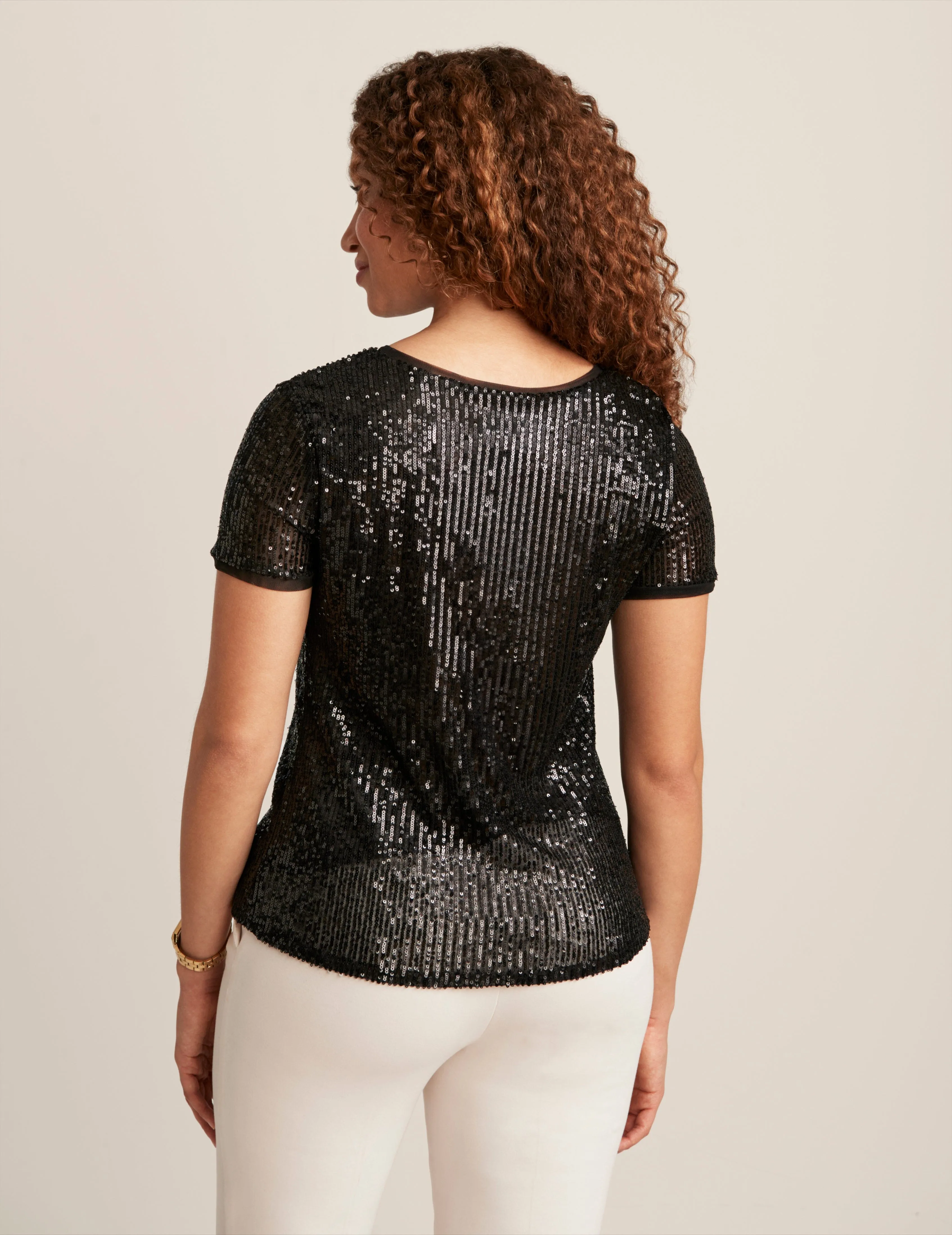 Sequin Mesh Short Sleeve Tee - Sale sold by Anne Klein product image thumbnail 4