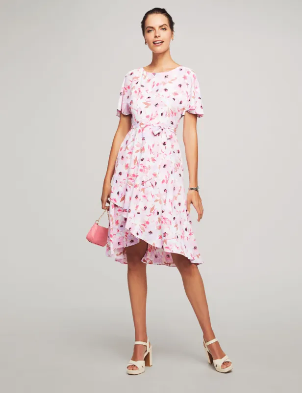 Printed Flutter Sleeve Sash Dress - Sale sold by Anne Klein