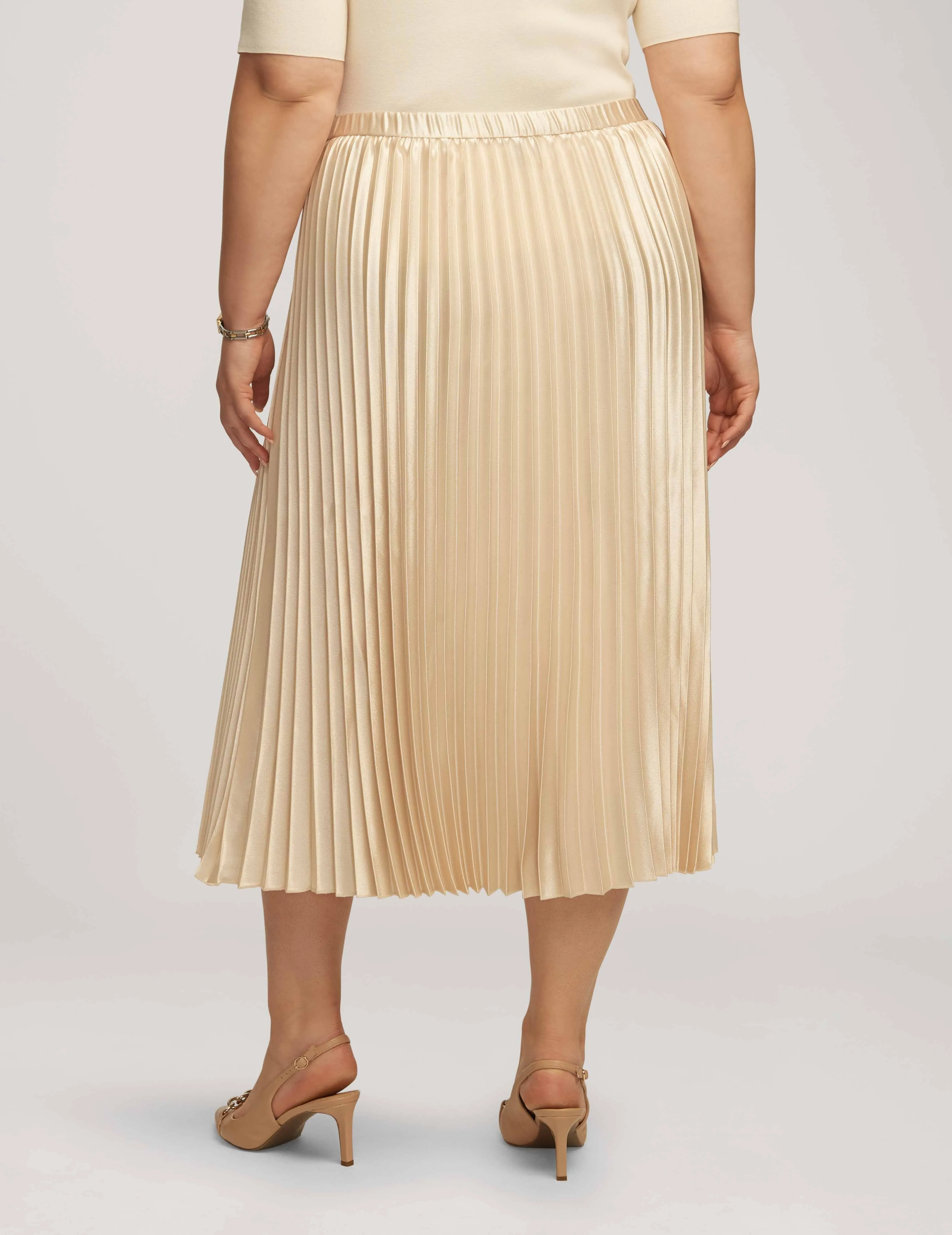 Plus Size Satin Crepe Pull On Pleated Skirt - Sale sold by Anne Klein product image thumbnail 2