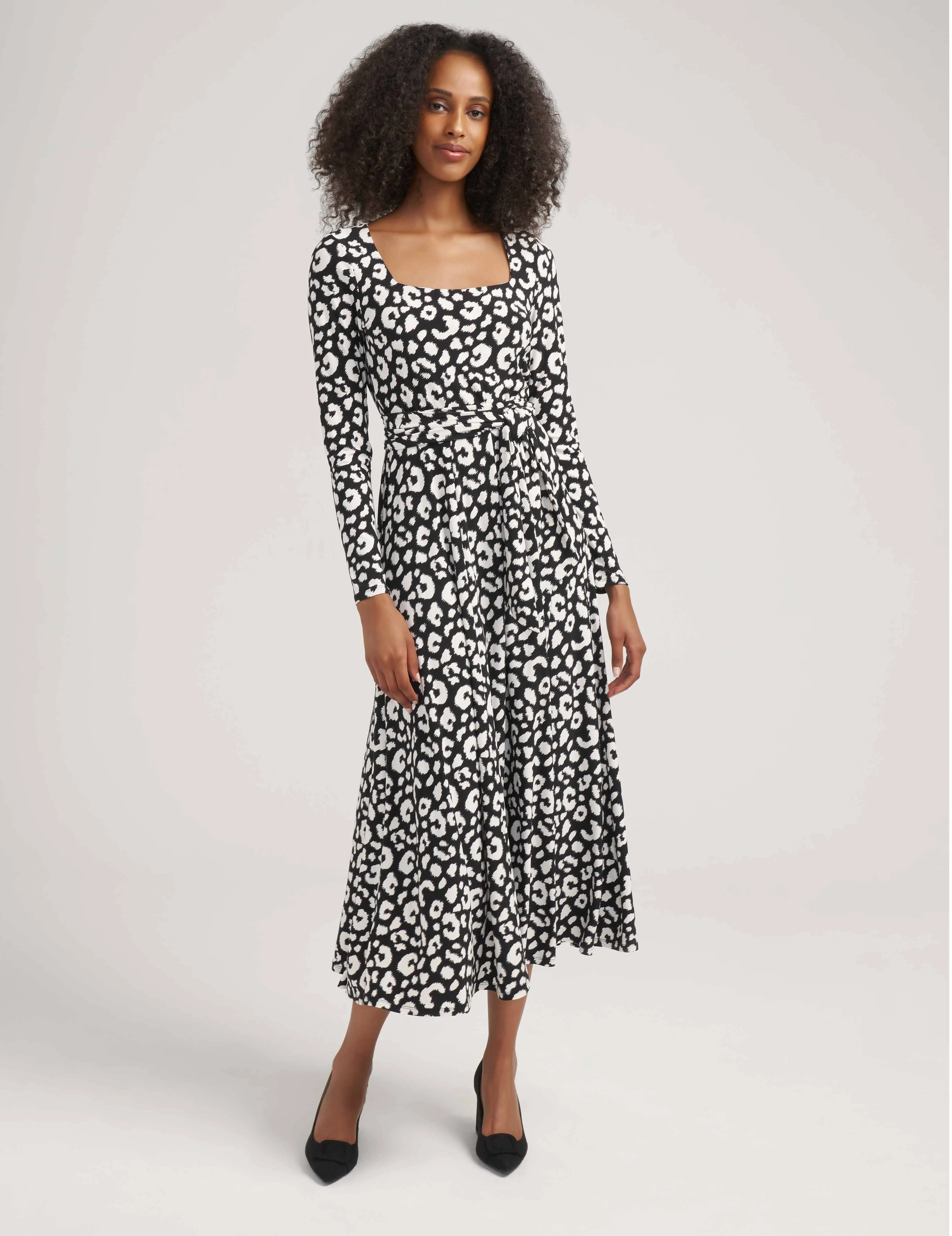 Square Neck Tie Waist Midi Dress- Clearance sold by Anne Klein