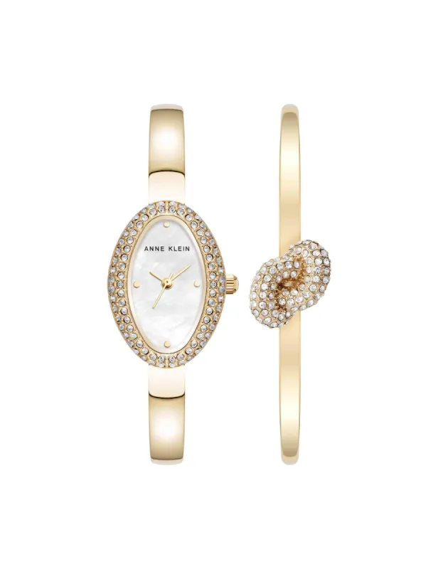Estate Oval Crystal Accented Bangle Watch Set sold by Anne Klein