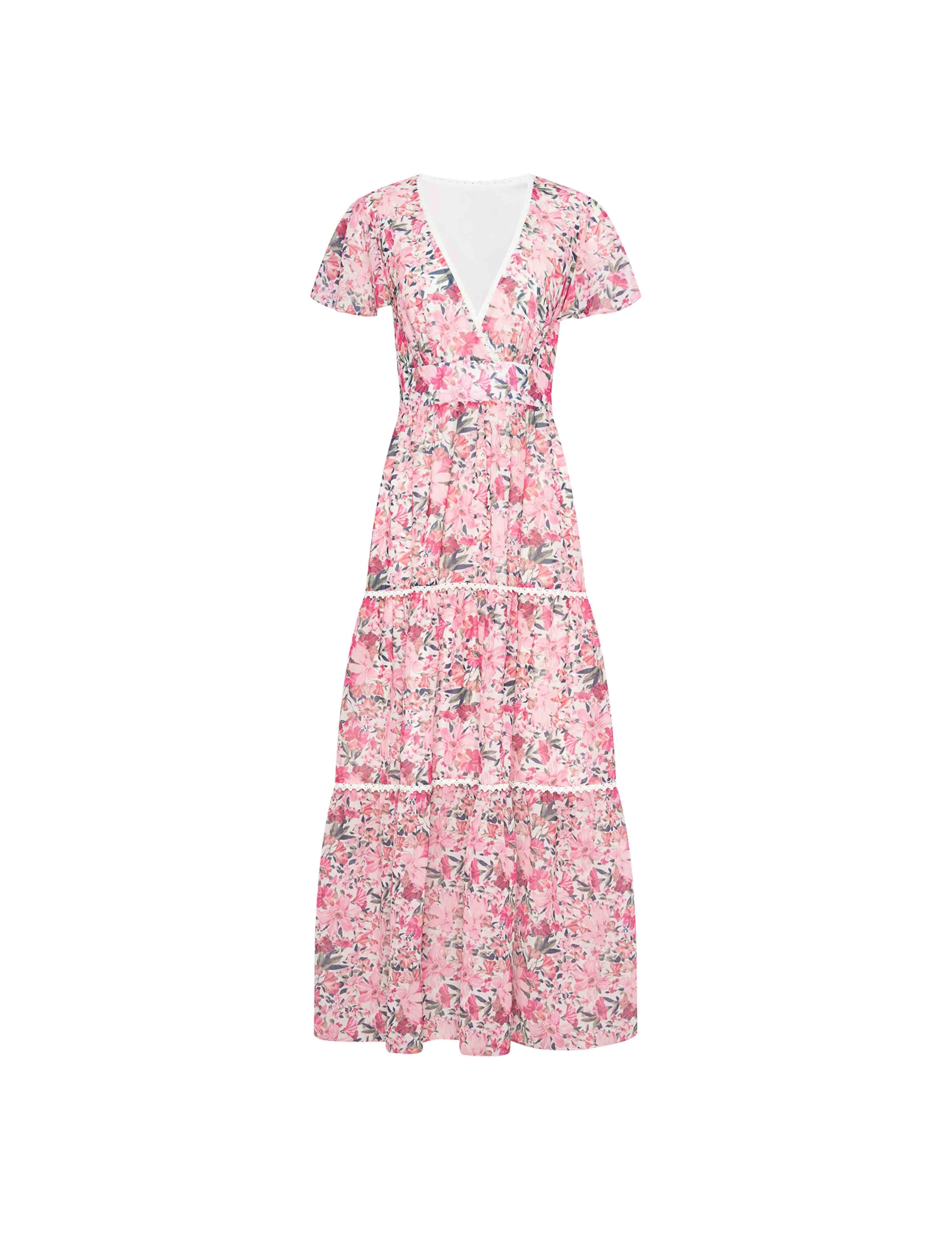 Tiered Puff Sleeve Midi Dress sold by Anne Klein