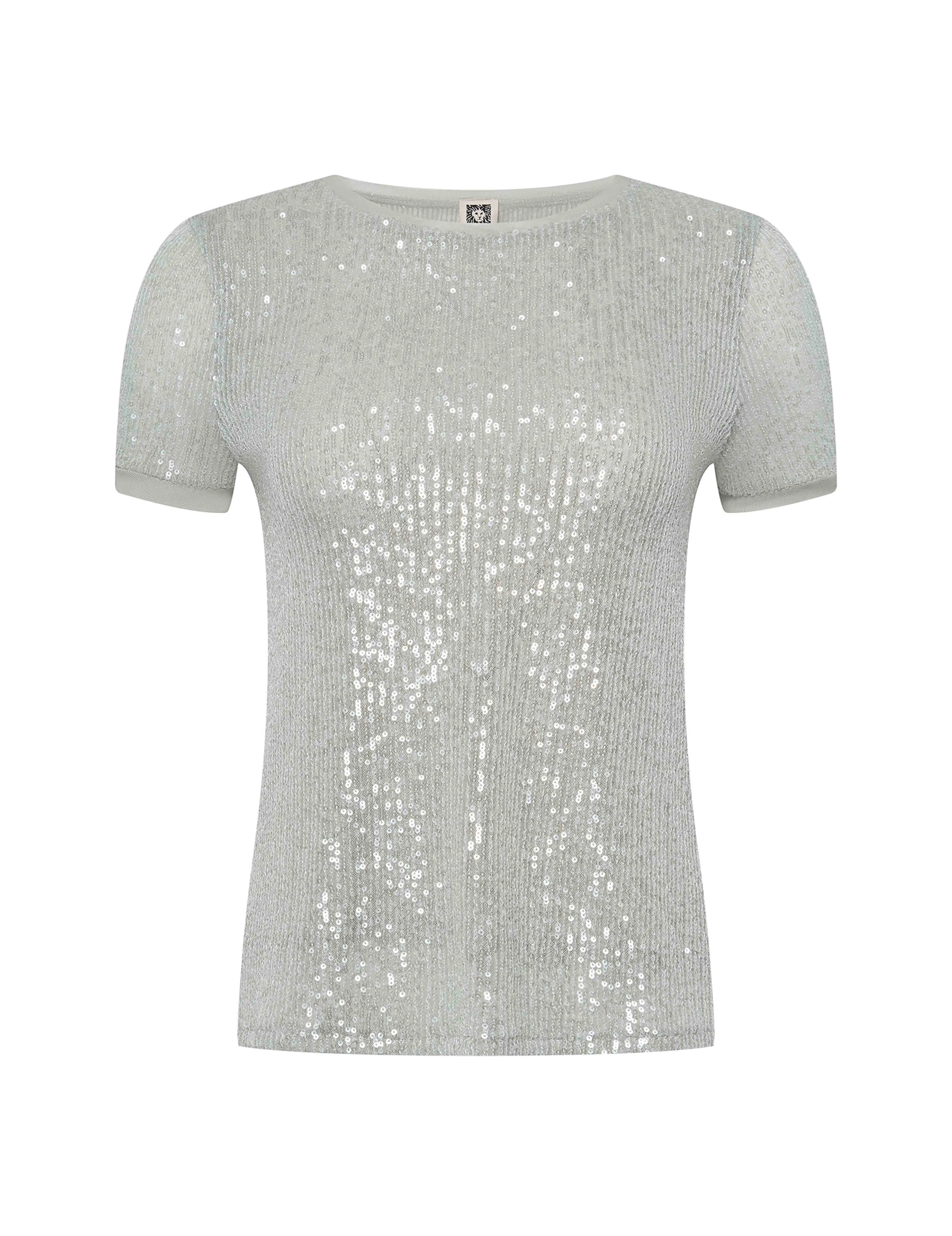 Petite Sequin Mesh Short Sleeve Tee sold by Anne Klein