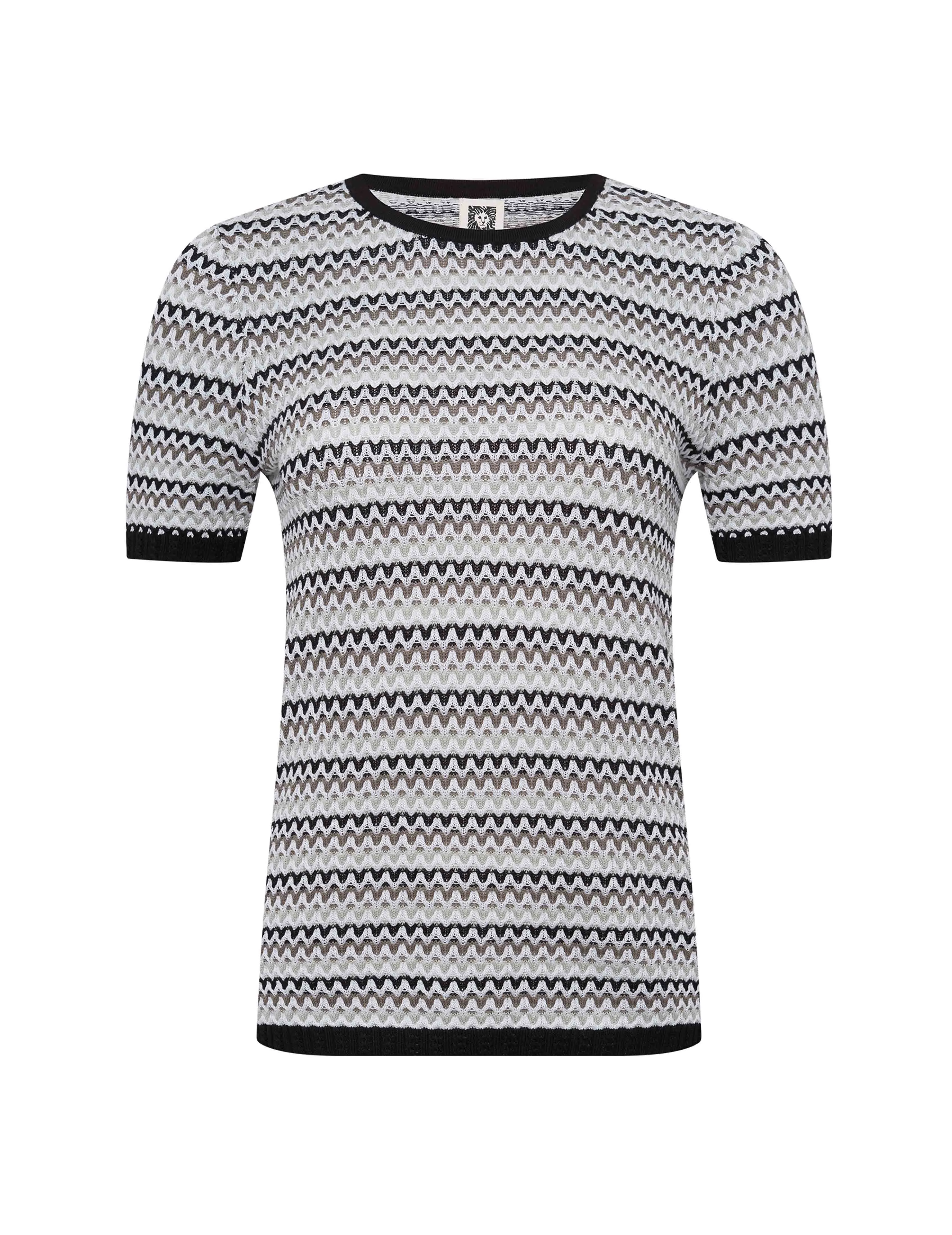 Plus Stripe Stitch Sleeve Crew Neck Top sold by Anne Klein