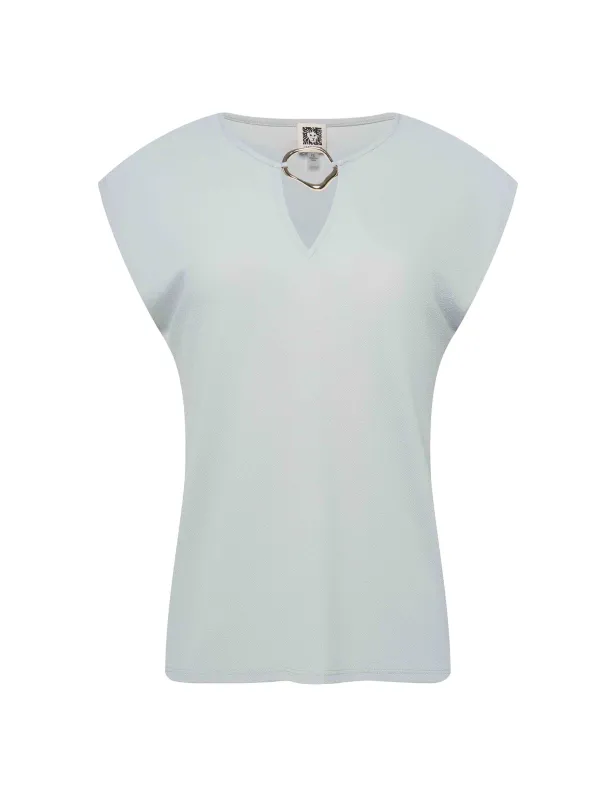 Petite Textured Crepe Keyhole Top sold by Anne Klein