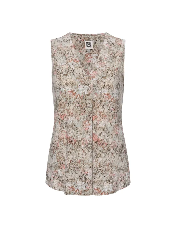 Printed Ity Pleat Front Shell sold by Anne Klein
