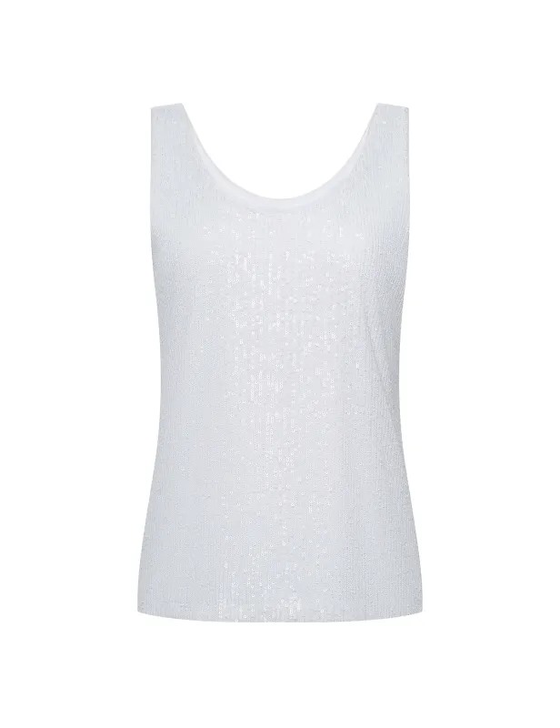 Petite Sequin Mesh Scoop Tank sold by Anne Klein