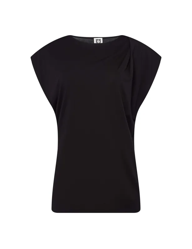 Harmony Knit Asymmetric Pleat Top sold by Anne Klein