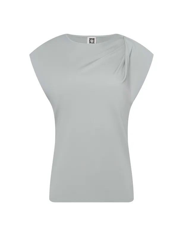 Harmony Knit Asymmetric Pleat Top sold by Anne Klein