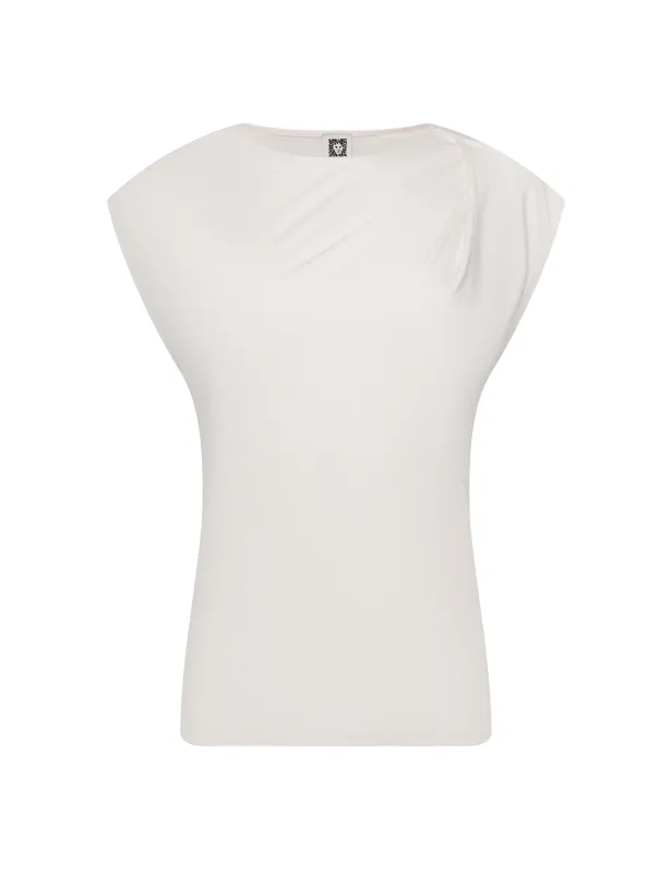 Harmony Knit Asymmetric Pleat Top sold by Anne Klein
