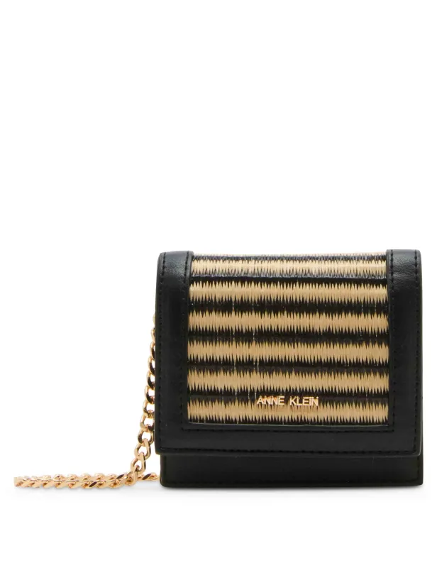 Mini Flap Straw Wallet With Detachable Mini Chain Strap sold by Anne Klein
