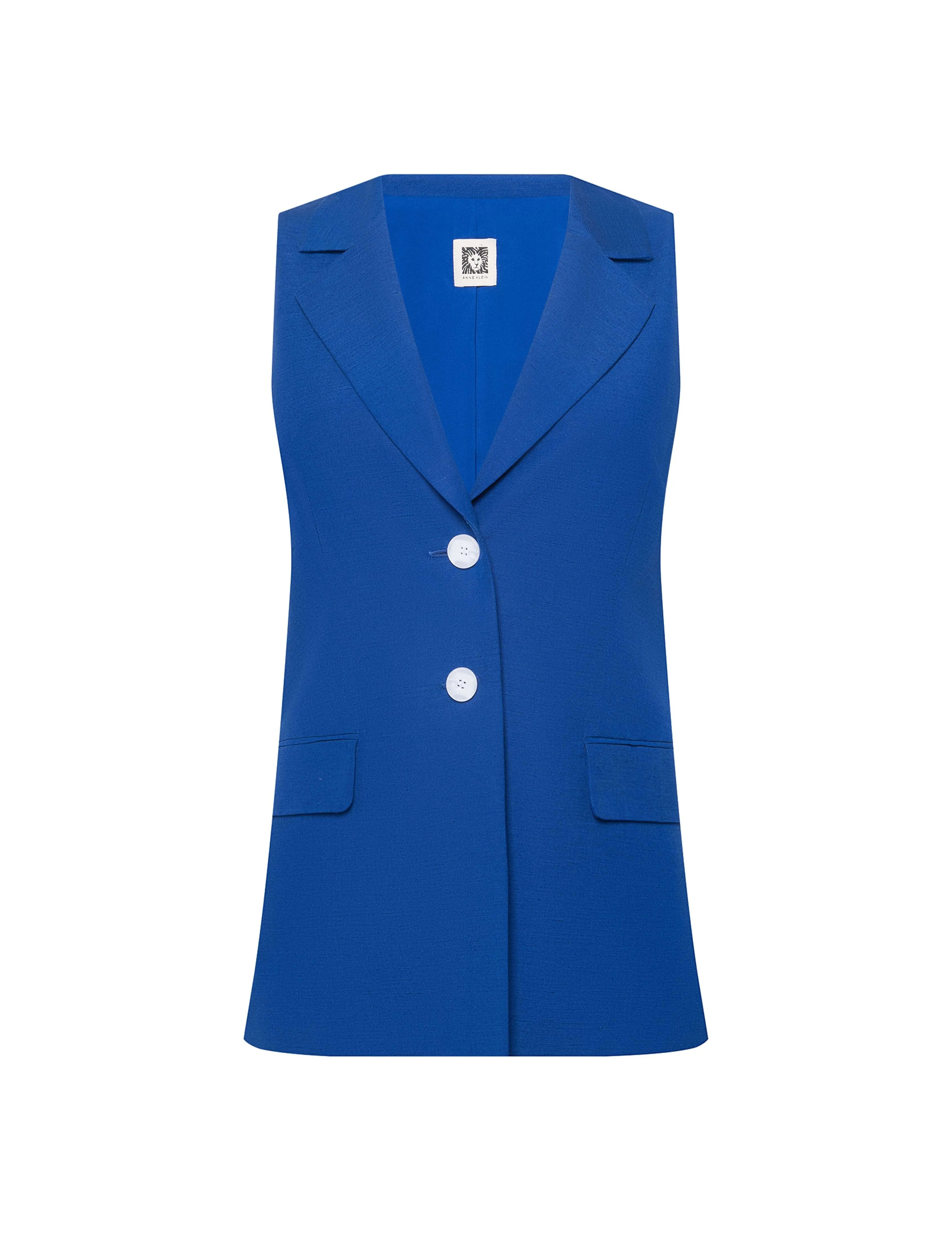 Linen 2 Button Notch Collar Vest sold by Anne Klein
