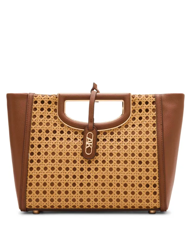 Caning Cut-Out Metal Handle Satchel With Convertible Strap sold by Anne Klein