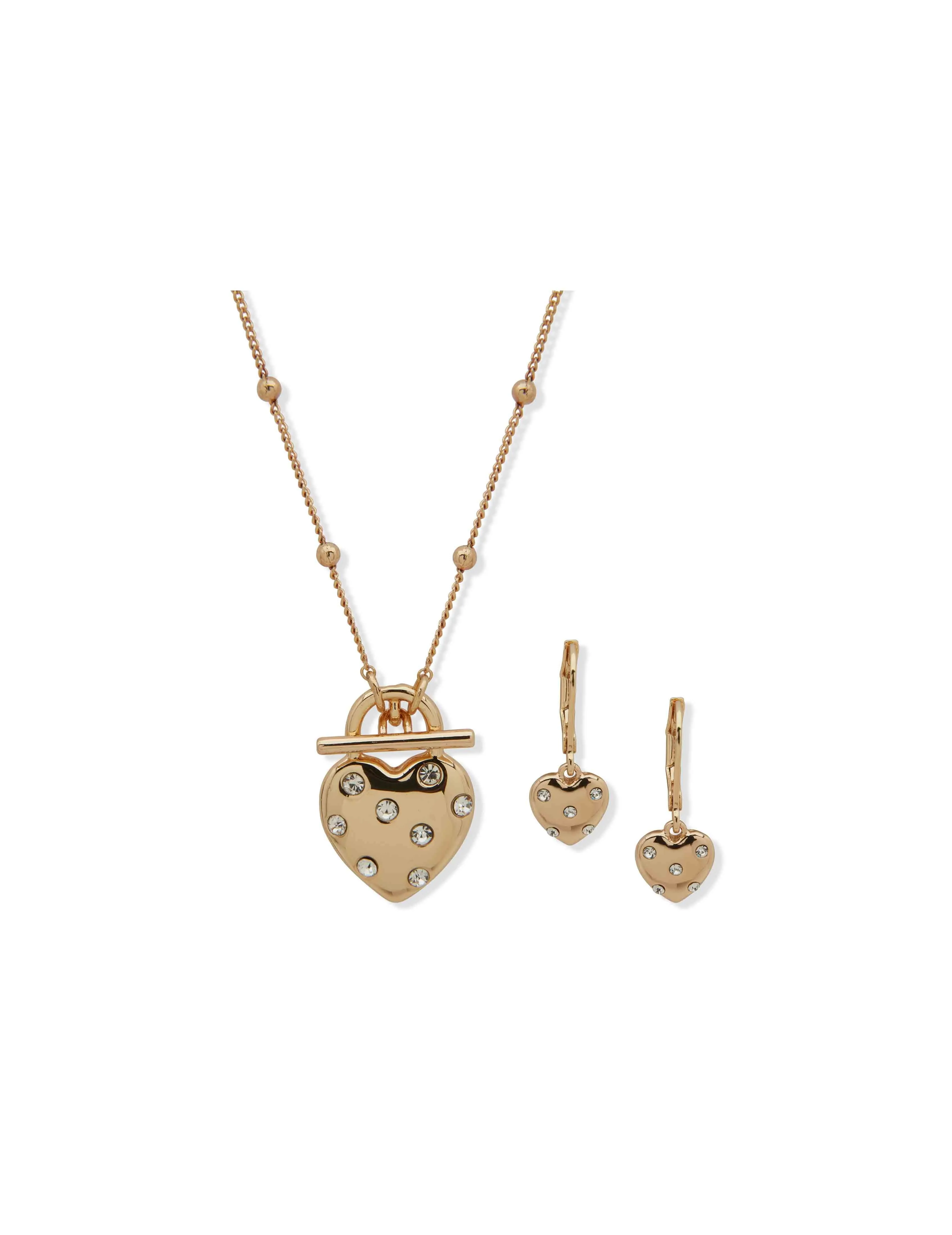 Heart Pendant Necklace and Earring Set sold by Anne Klein product image thumbnail 2