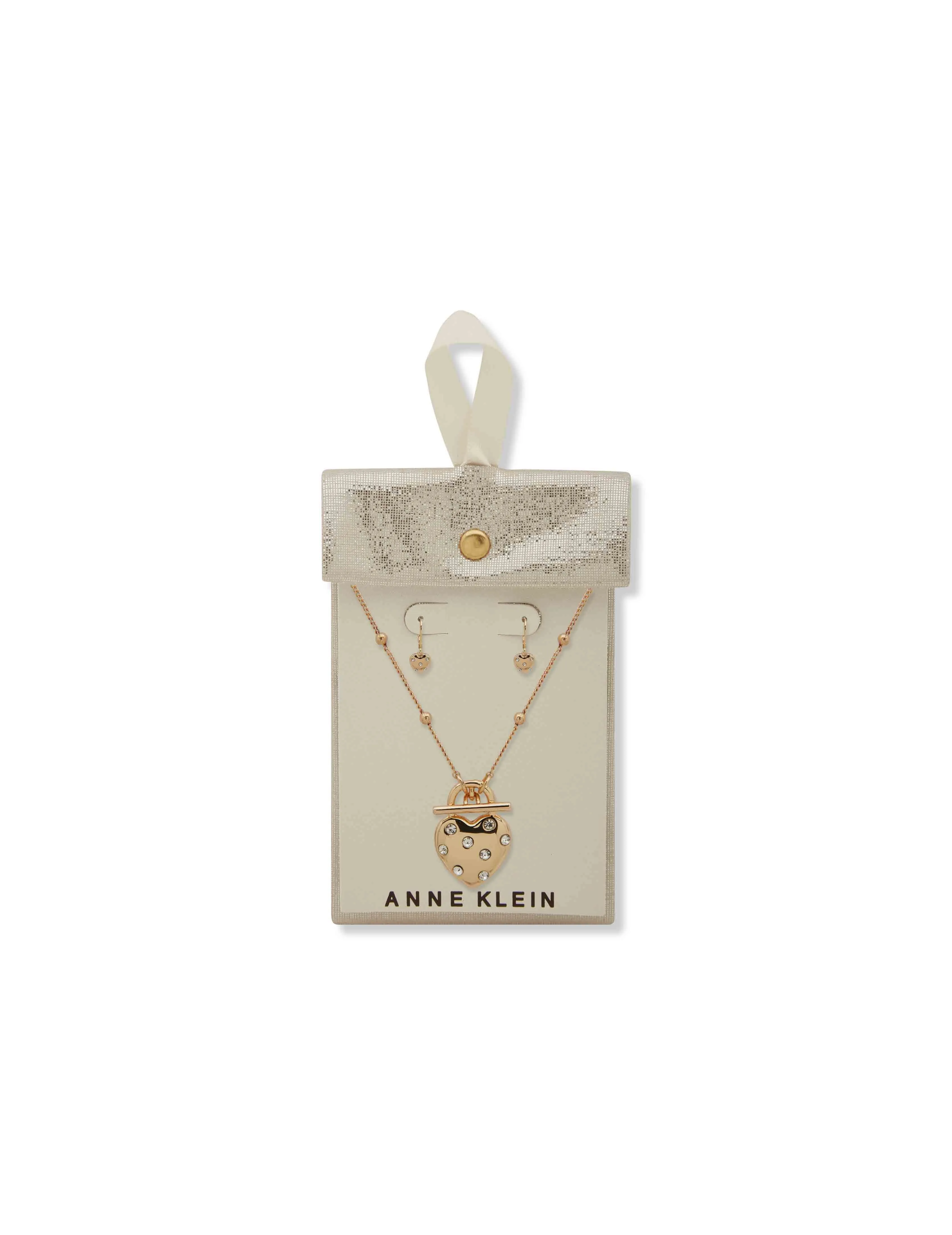 Heart Pendant Necklace and Earring Set sold by Anne Klein
