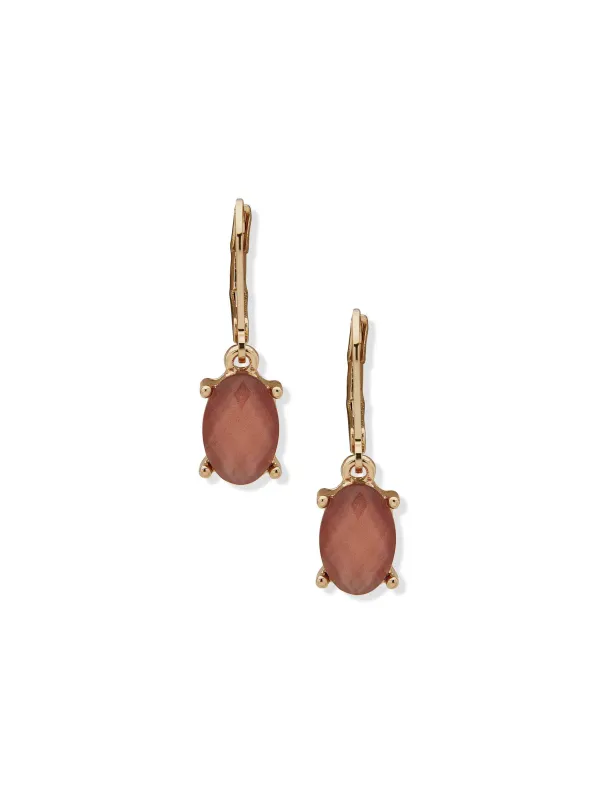 Oval Stone Drop Earring - Rose/Peach sold by Anne Klein