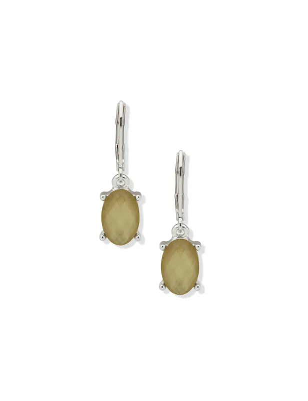 Oval Stone Drop Earring - Silver/Green sold by Anne Klein