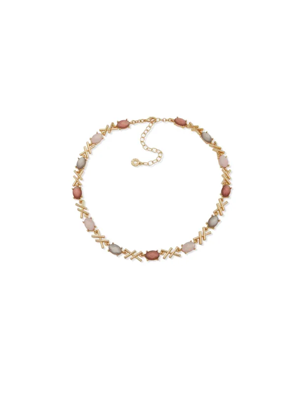 Oval Criss Cross Necklace - Pink Multi sold by Anne Klein
