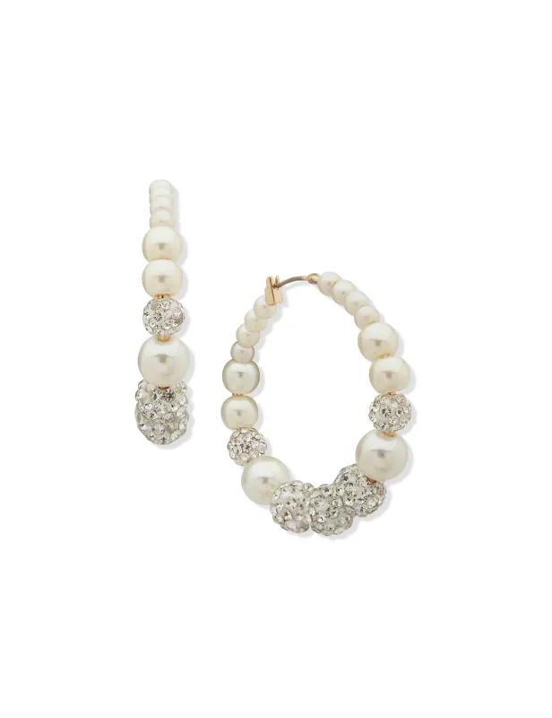 43MM Pearl & Crystal Hoop sold by Anne Klein