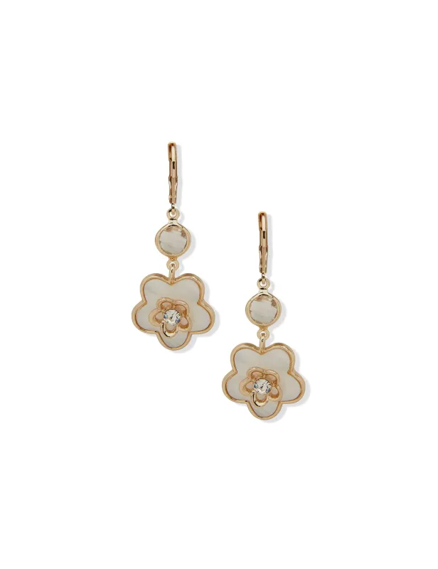 Double Flower Motif Drop Earring sold by Anne Klein