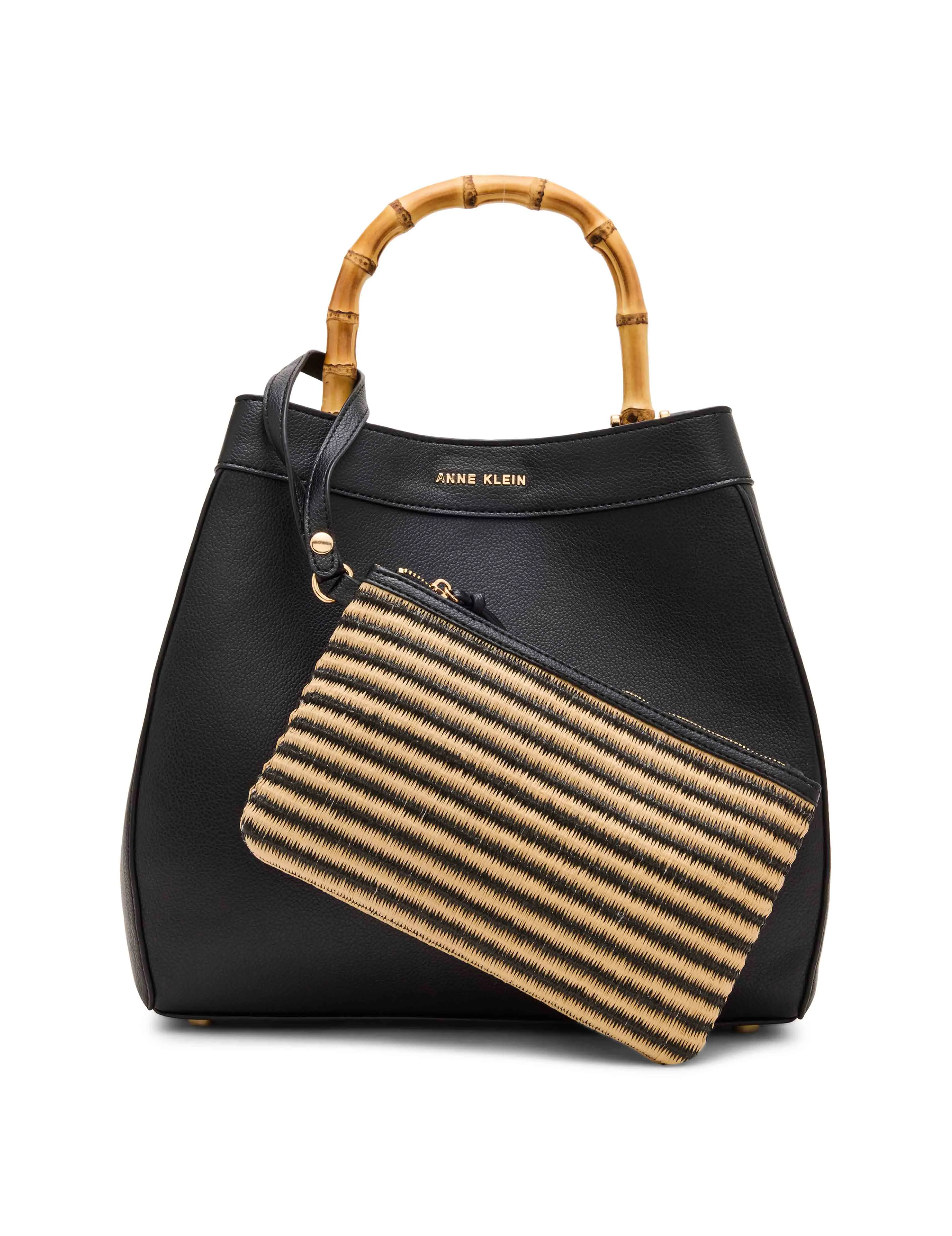 Bamboo Handle Satchel with Detachable Strap sold by Anne Klein
