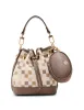 Graphic Tile Lion Logo Small Bucket with Crossbody Strap sold by Anne Klein