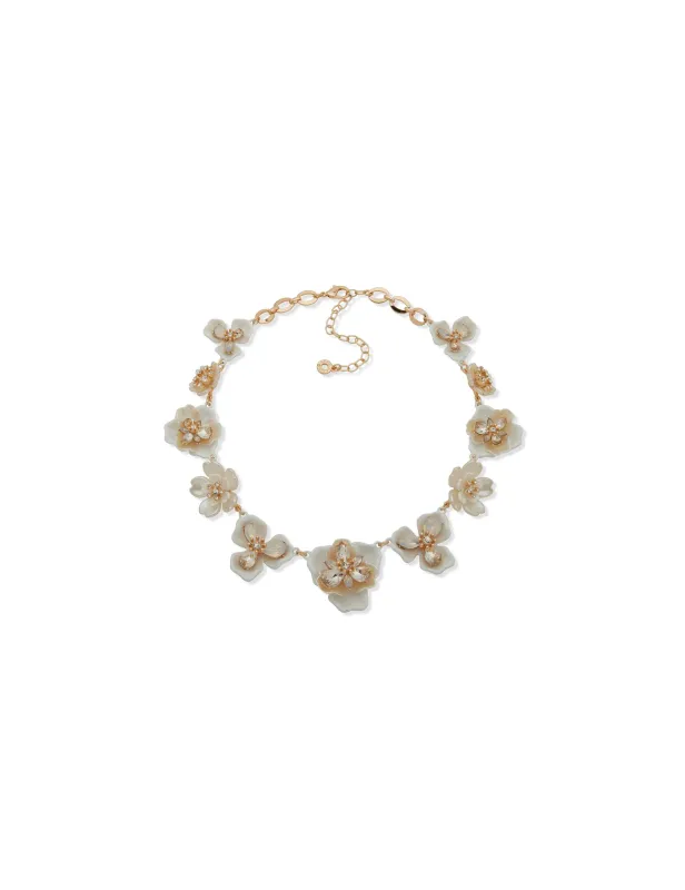 Stationed Flower Necklace - Clear Crystal sold by Anne Klein