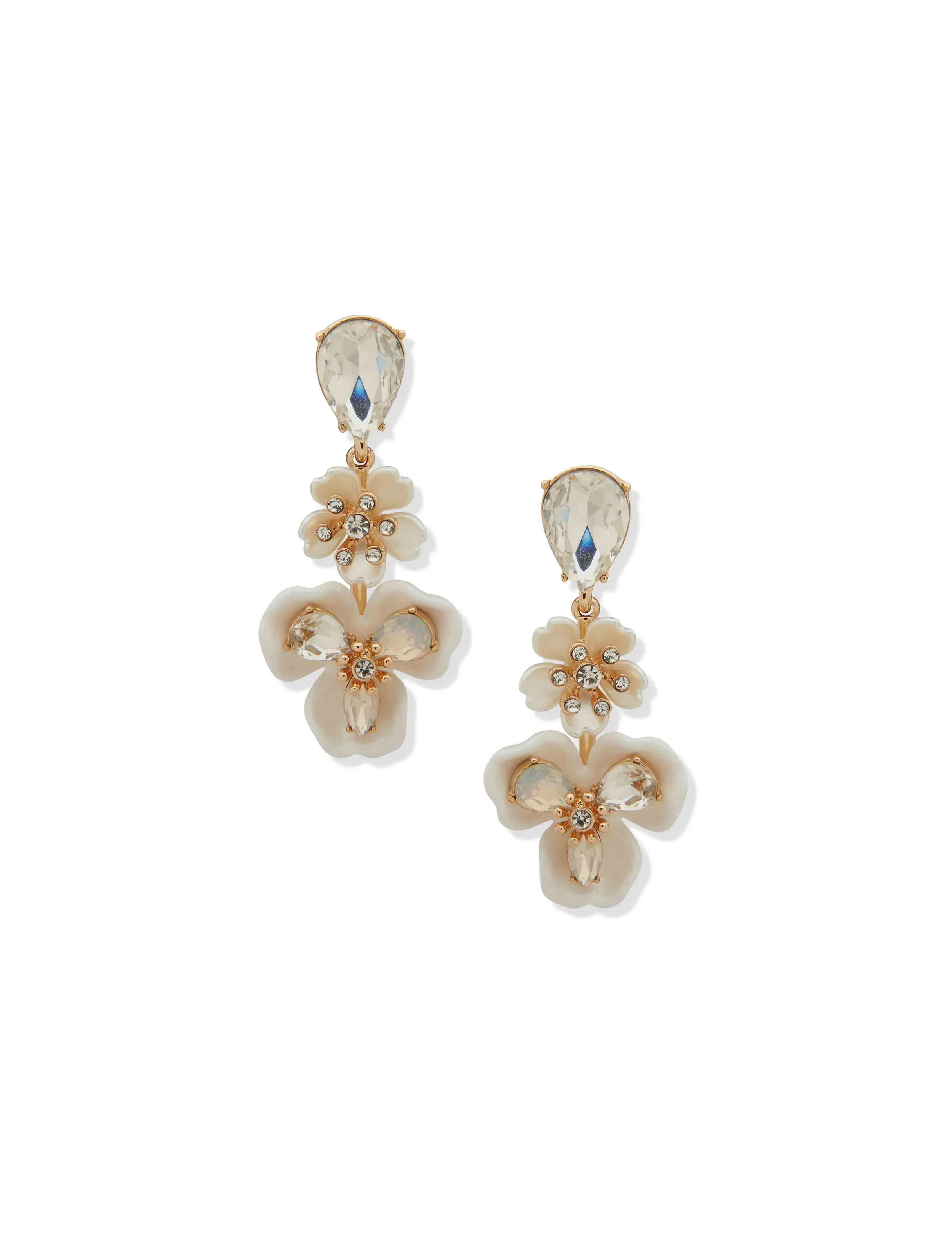 Linear Flower Earring - White Crystal sold by Anne Klein