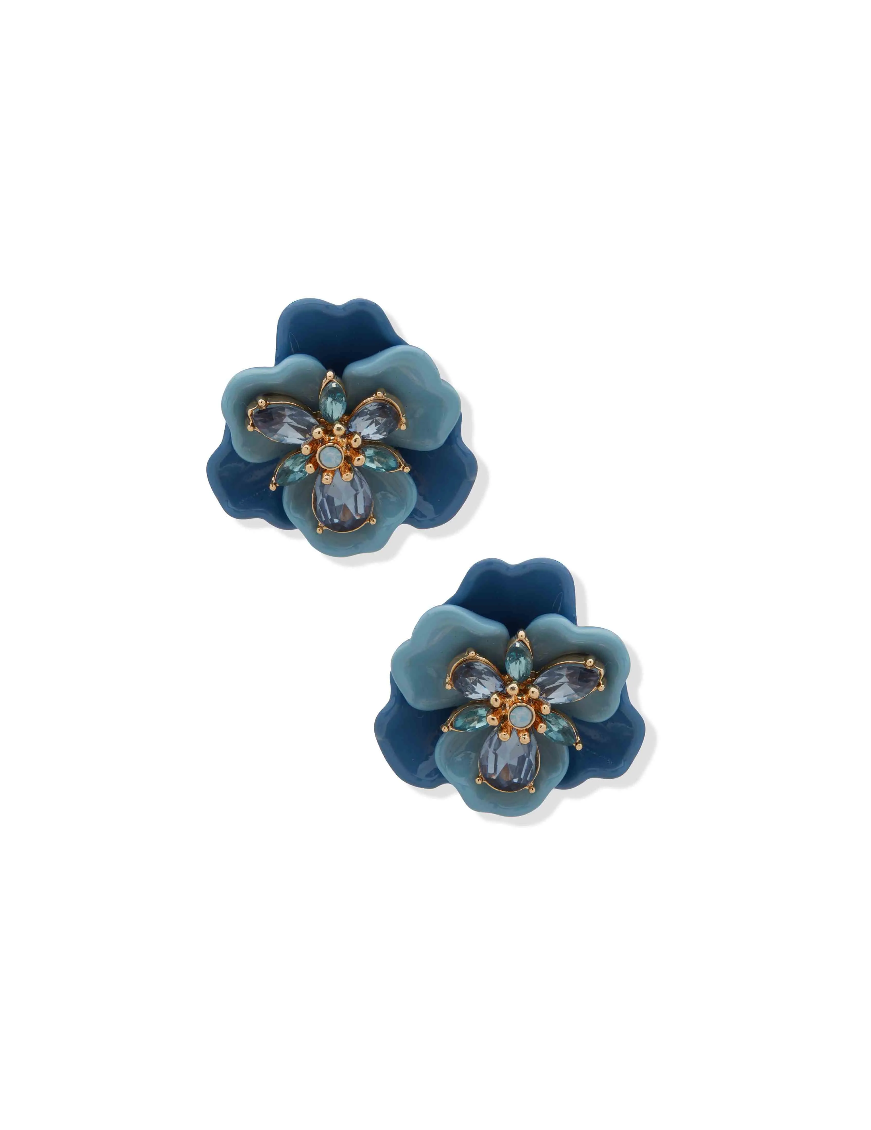 Flower Button Earring - Blue Multi sold by Anne Klein