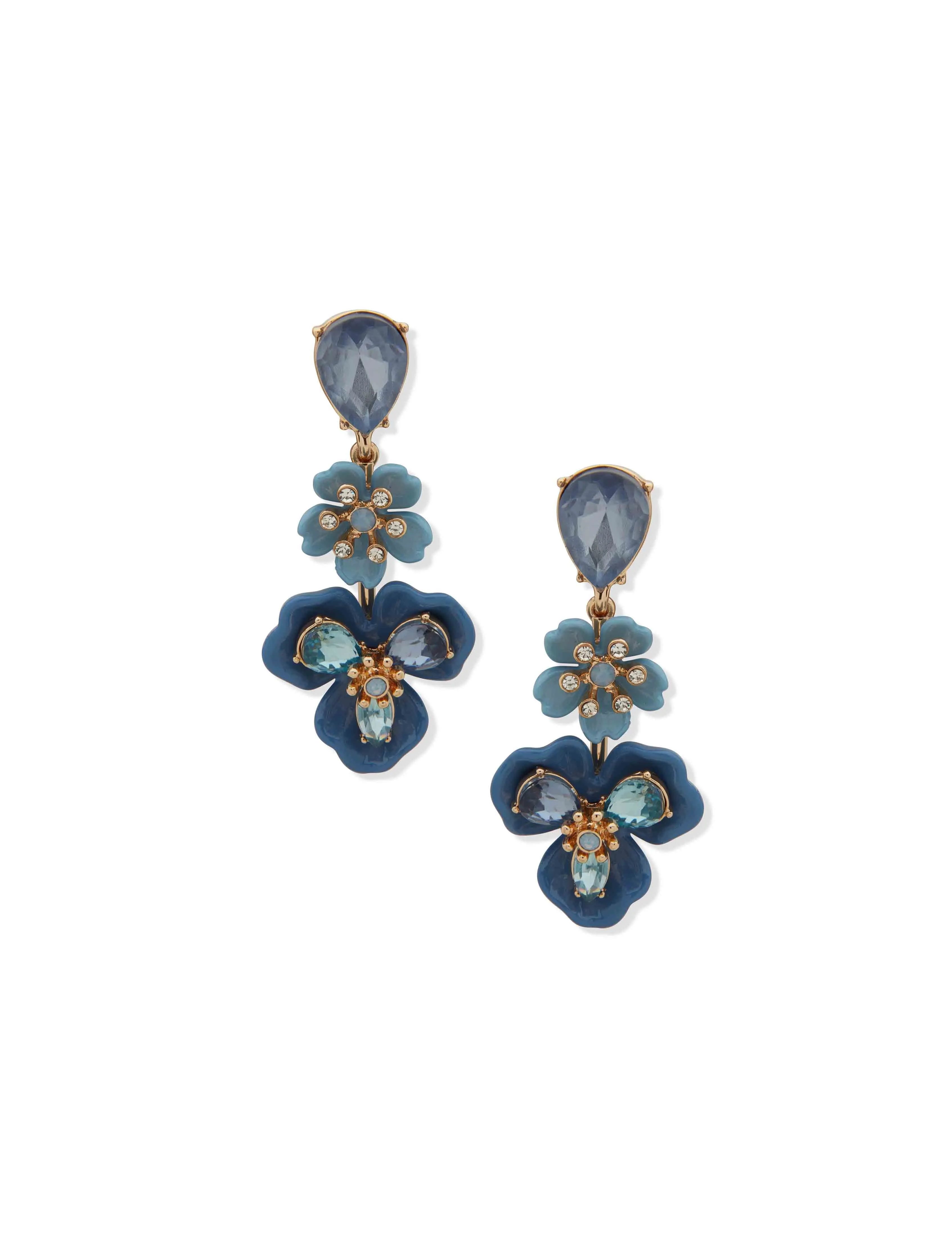 Linear Flower Earring - Blue sold by Anne Klein