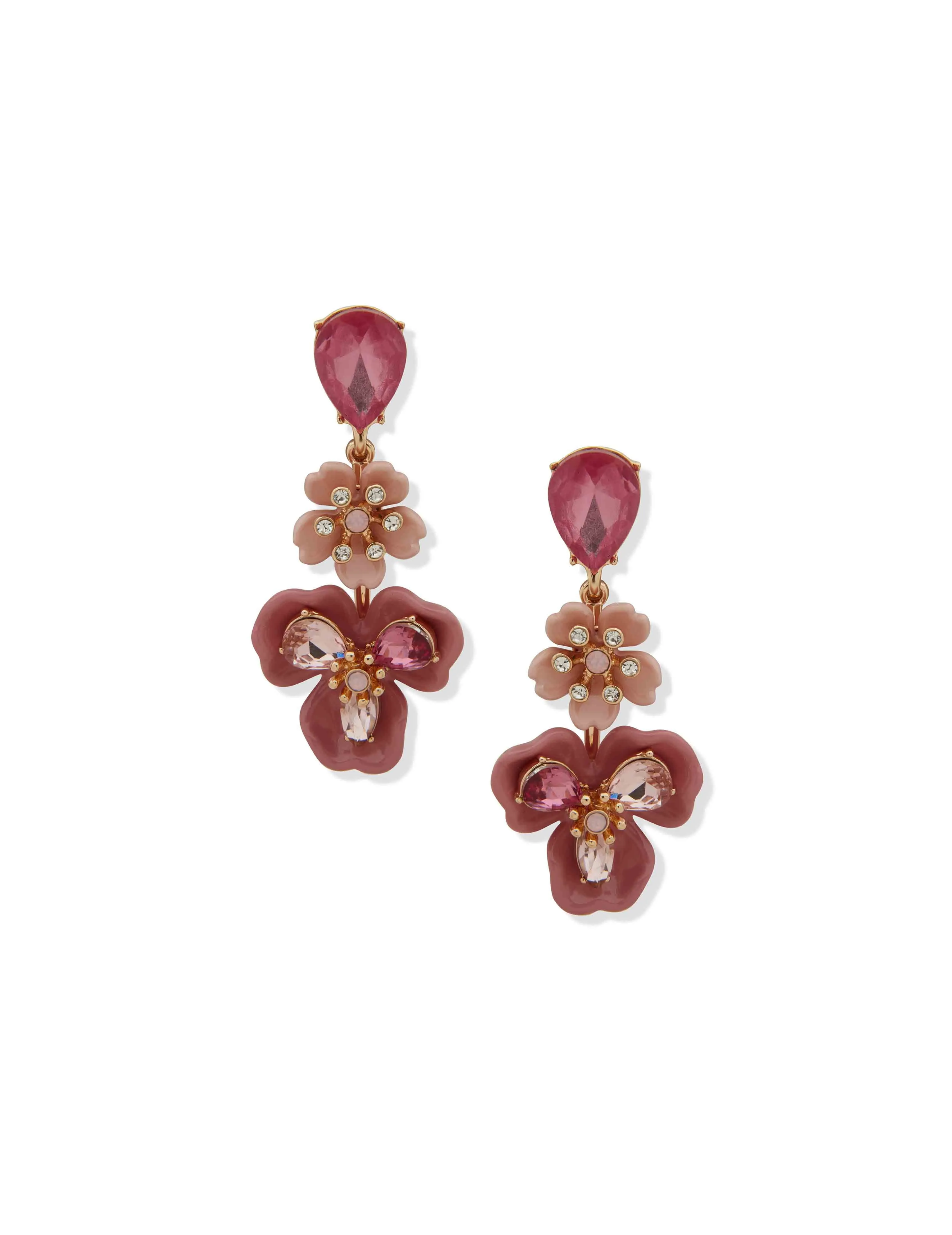 Linear Flower Earring - Pink sold by Anne Klein