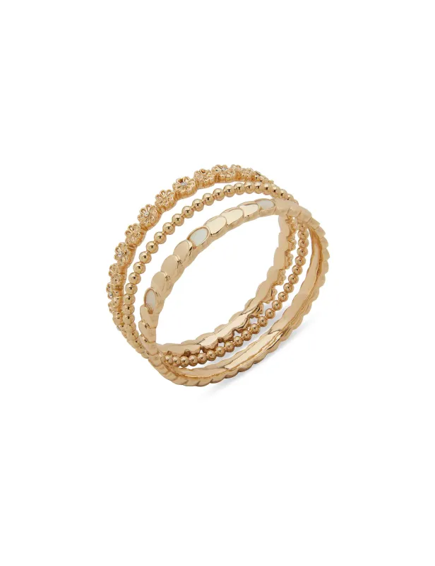 Floral Motif Bangle 3Pc Bangle Set sold by Anne Klein