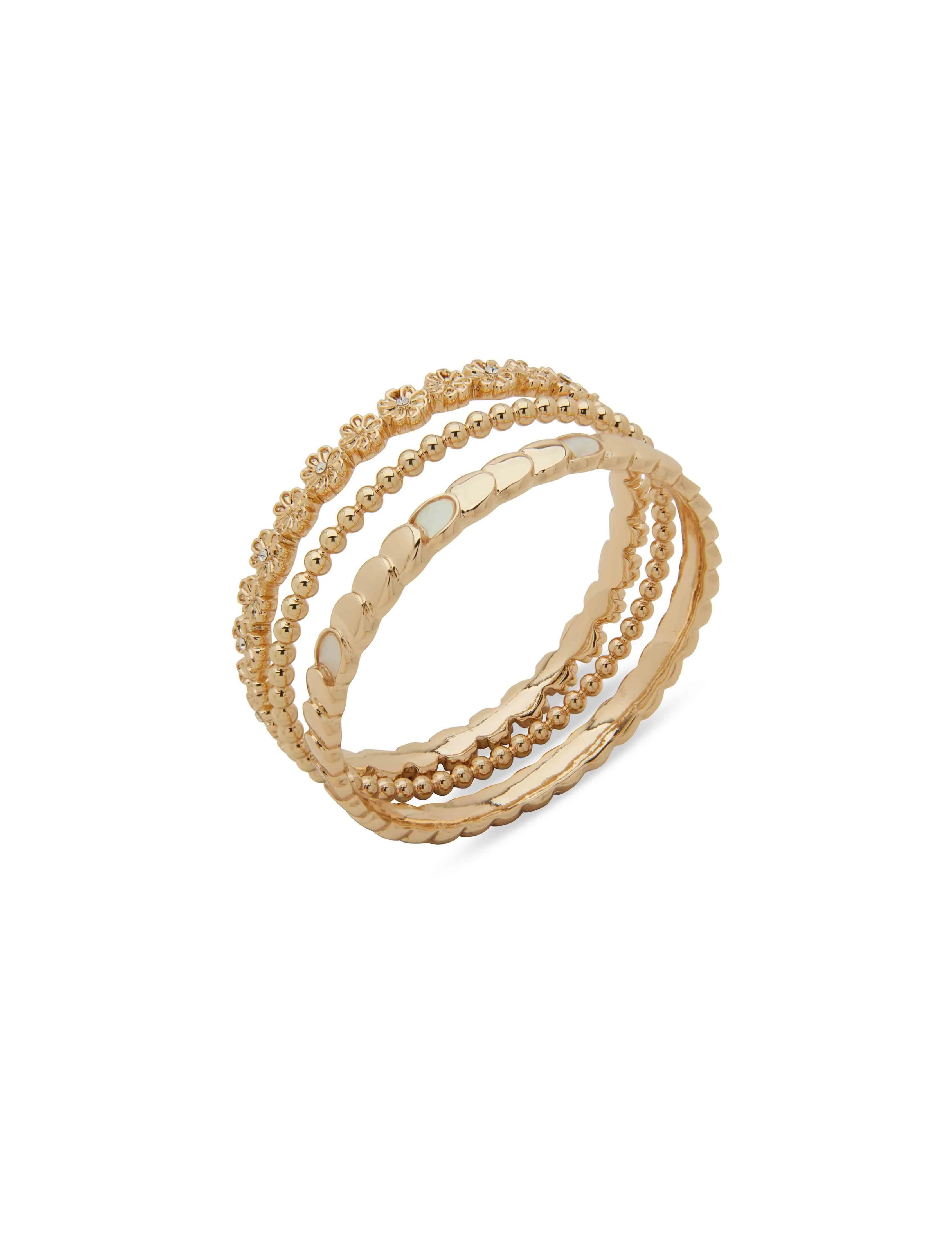 Floral Motif Bangle 3Pc Bangle Set sold by Anne Klein