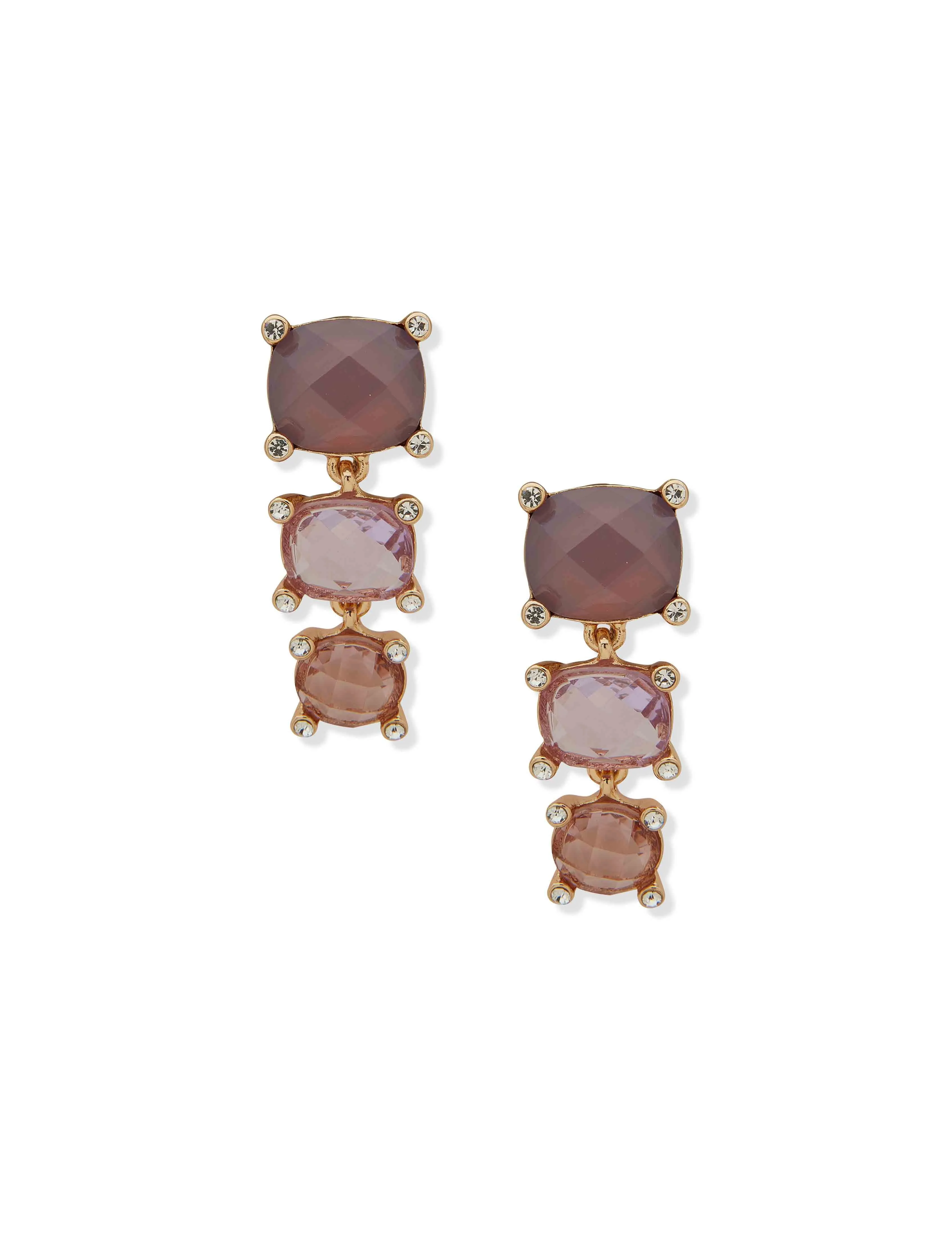 Stationed Linear Clipped Earring - Purple sold by Anne Klein