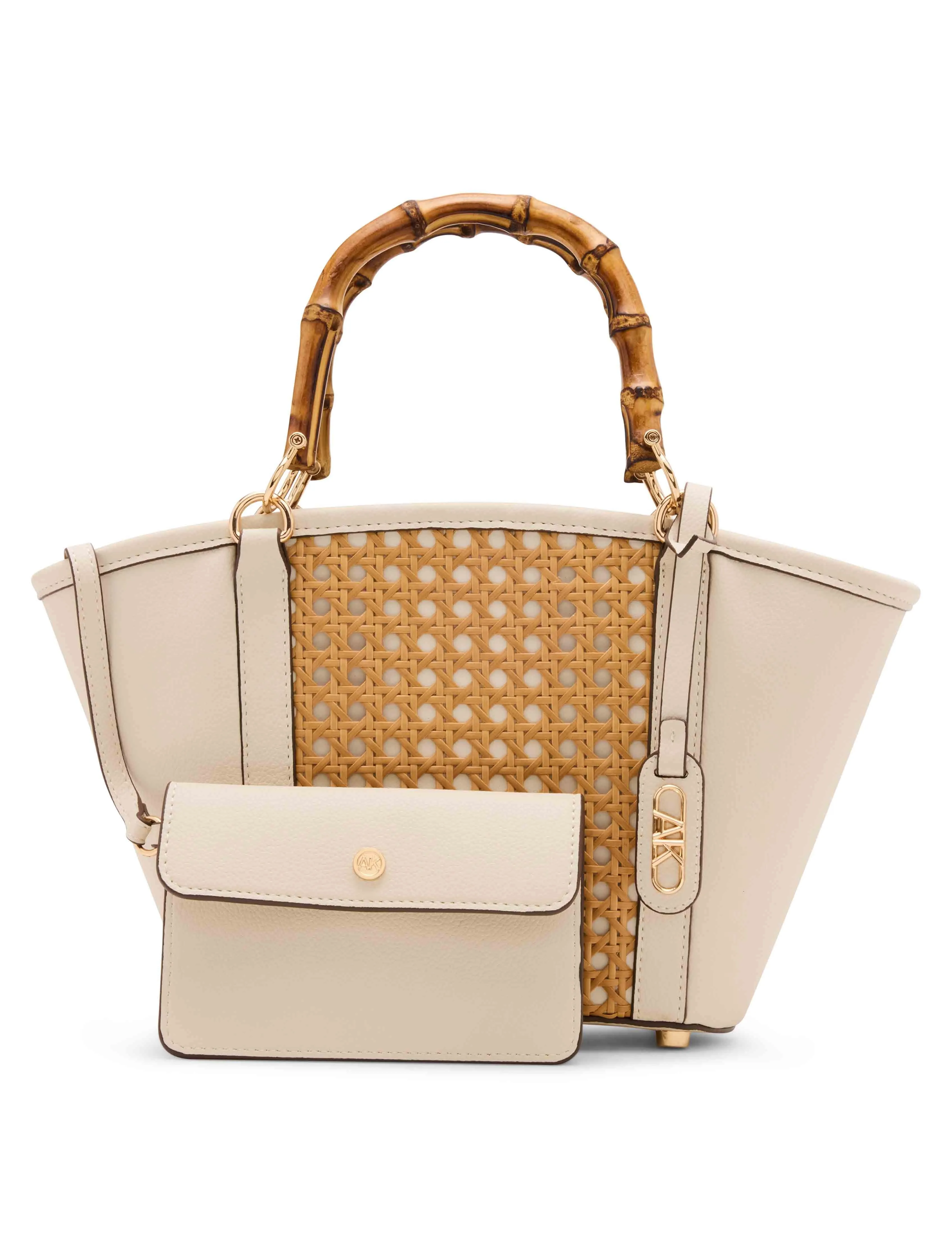 Caining Bamboo Handle Tote with Convertible Strap sold by Anne Klein product image thumbnail 2