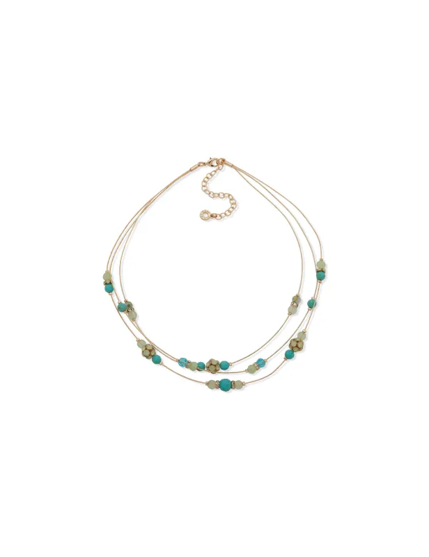 Multirow Beaded Necklace sold by Anne Klein