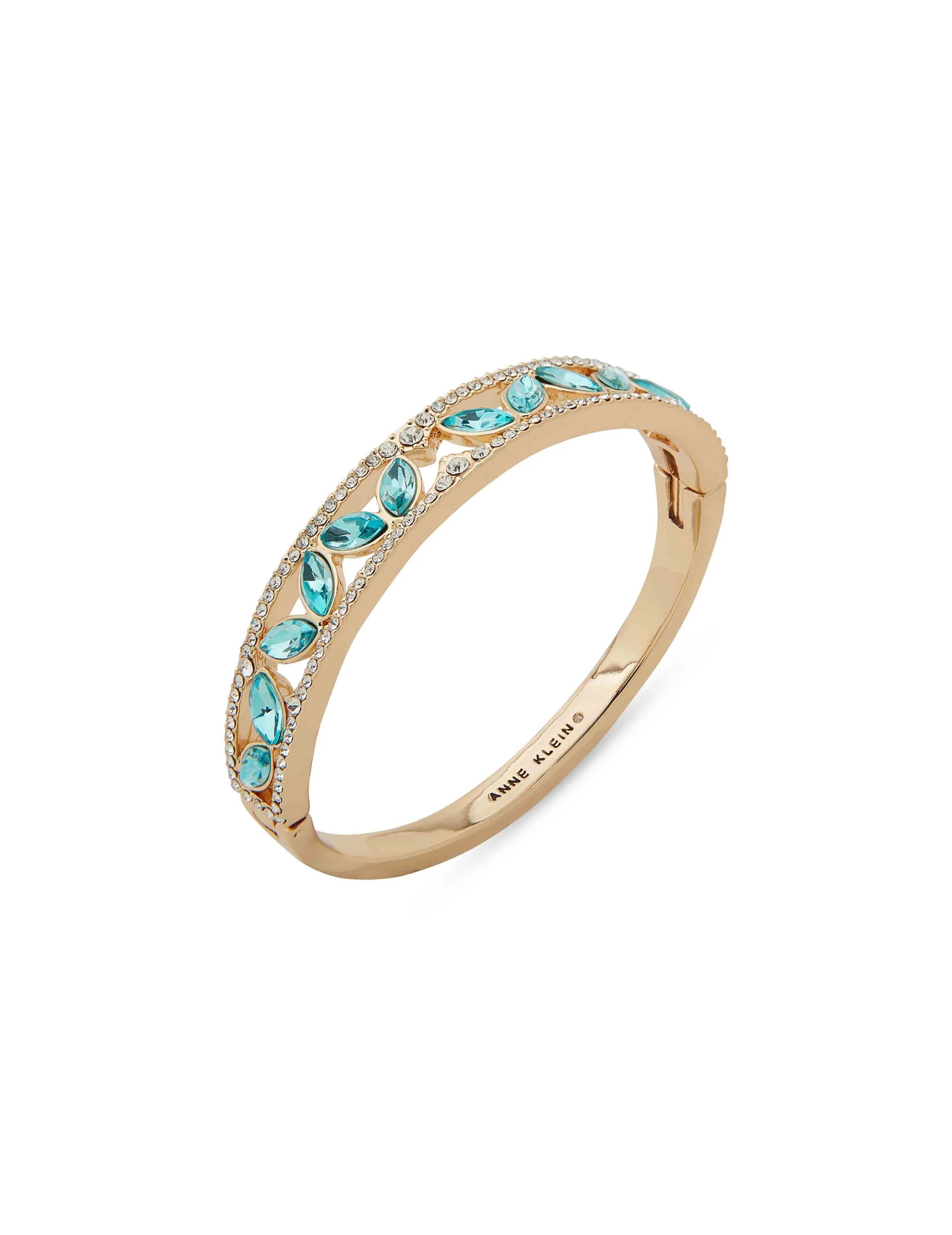 Hinge Navette Stone Bracelet-Turquoise sold by Anne Klein