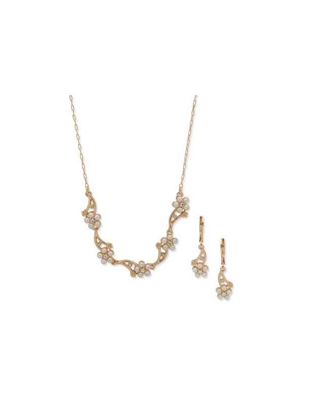 Floral Motif Necklace/Earring Set sold by Anne Klein