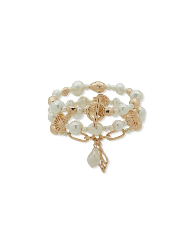 Triple Row Pearl Stretch Bracelet sold by Anne Klein