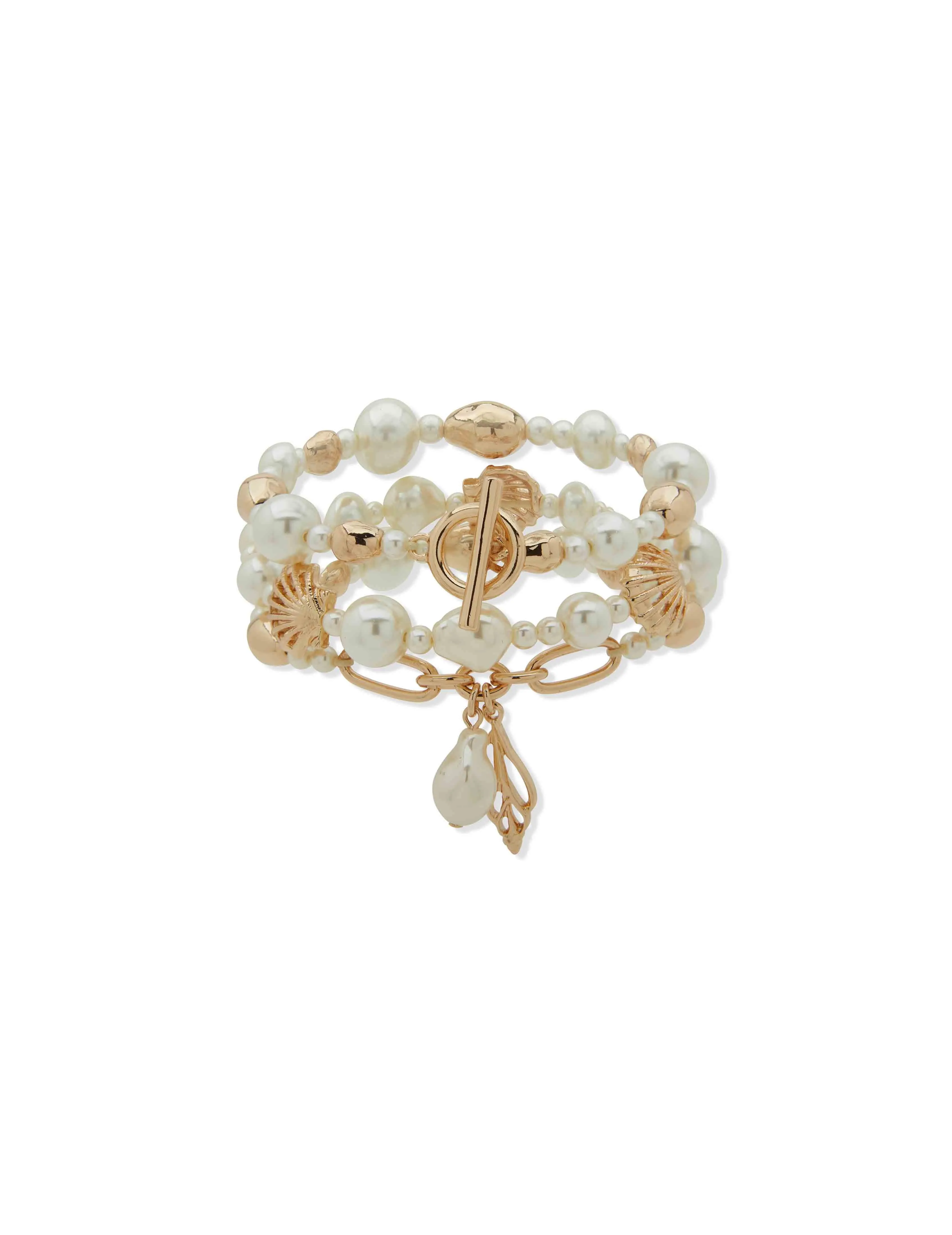 Triple Row Pearl Stretch Bracelet sold by Anne Klein
