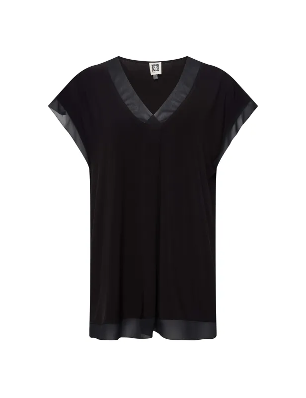 Mixed Media Pleat Front Shell sold by Anne Klein