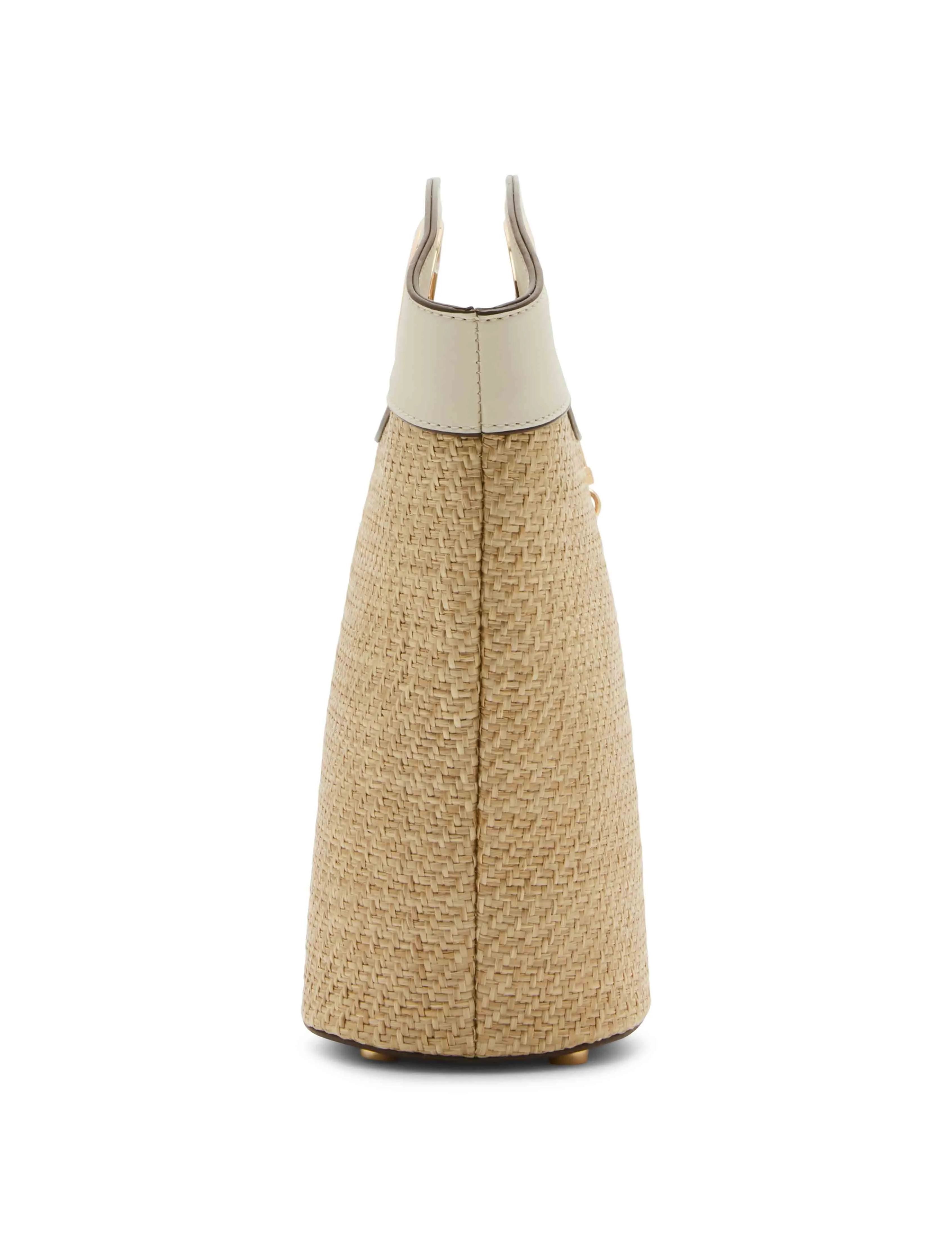 Oval Handle Straw Bucket with Shell Mirror sold by Anne Klein product image thumbnail 2