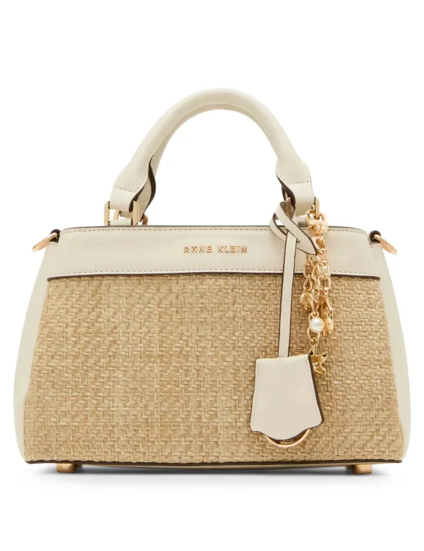 Small Straw Satchel with Convertible Strap sold by Anne Klein