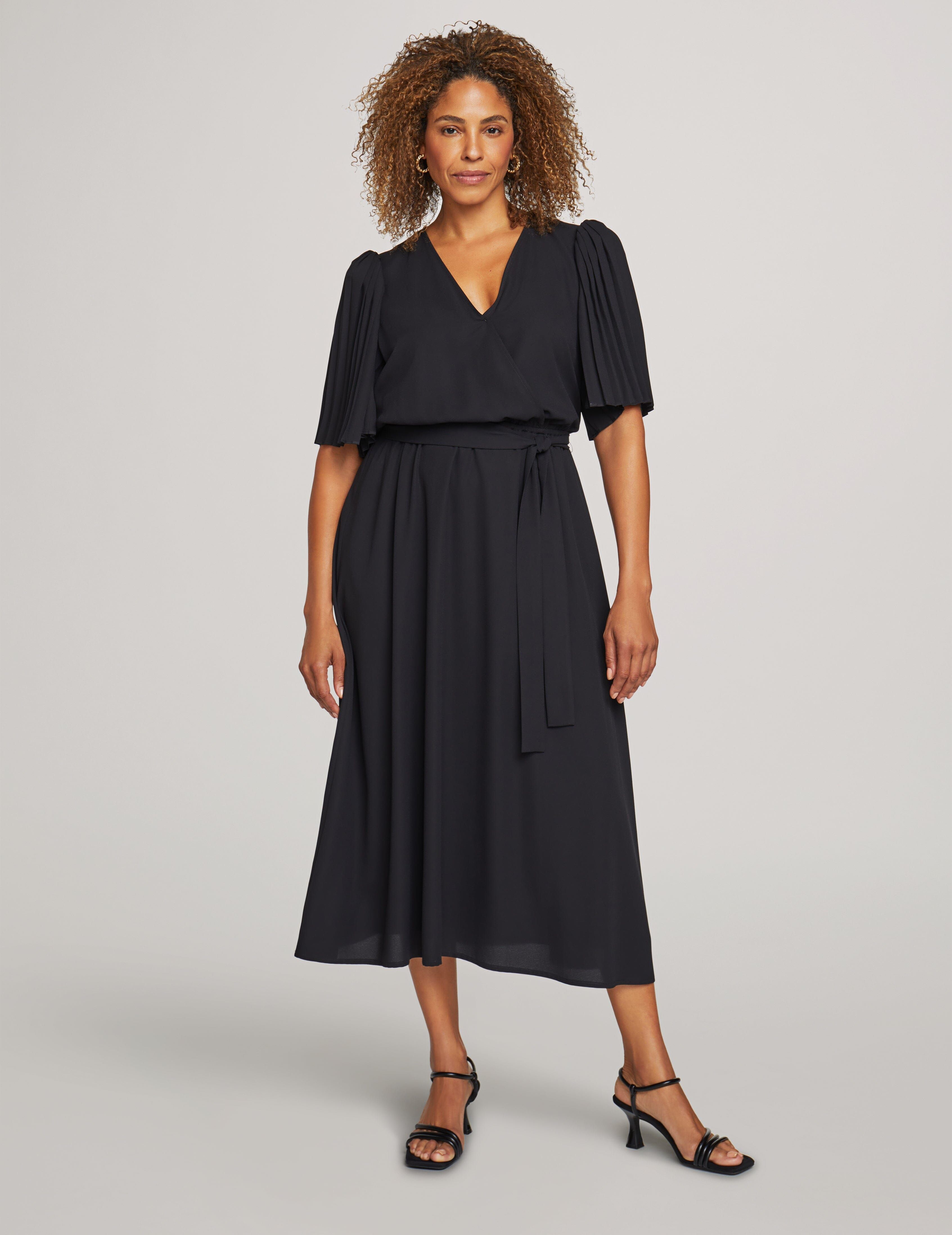 Pleated Flutter Sleeve Midi Dress sold by Anne Klein