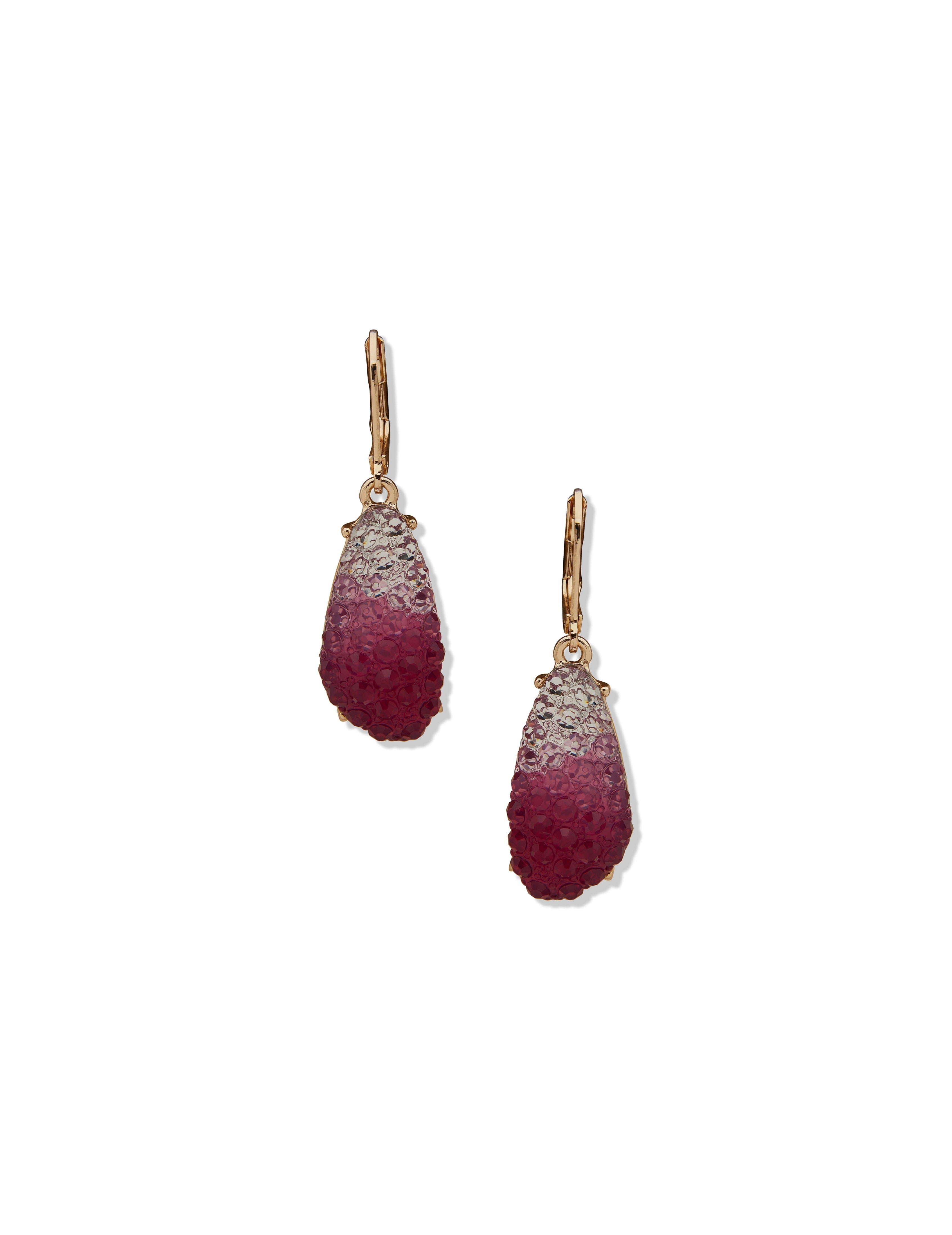 Pink MultiStone Levback Drop Earring sold by Anne Klein